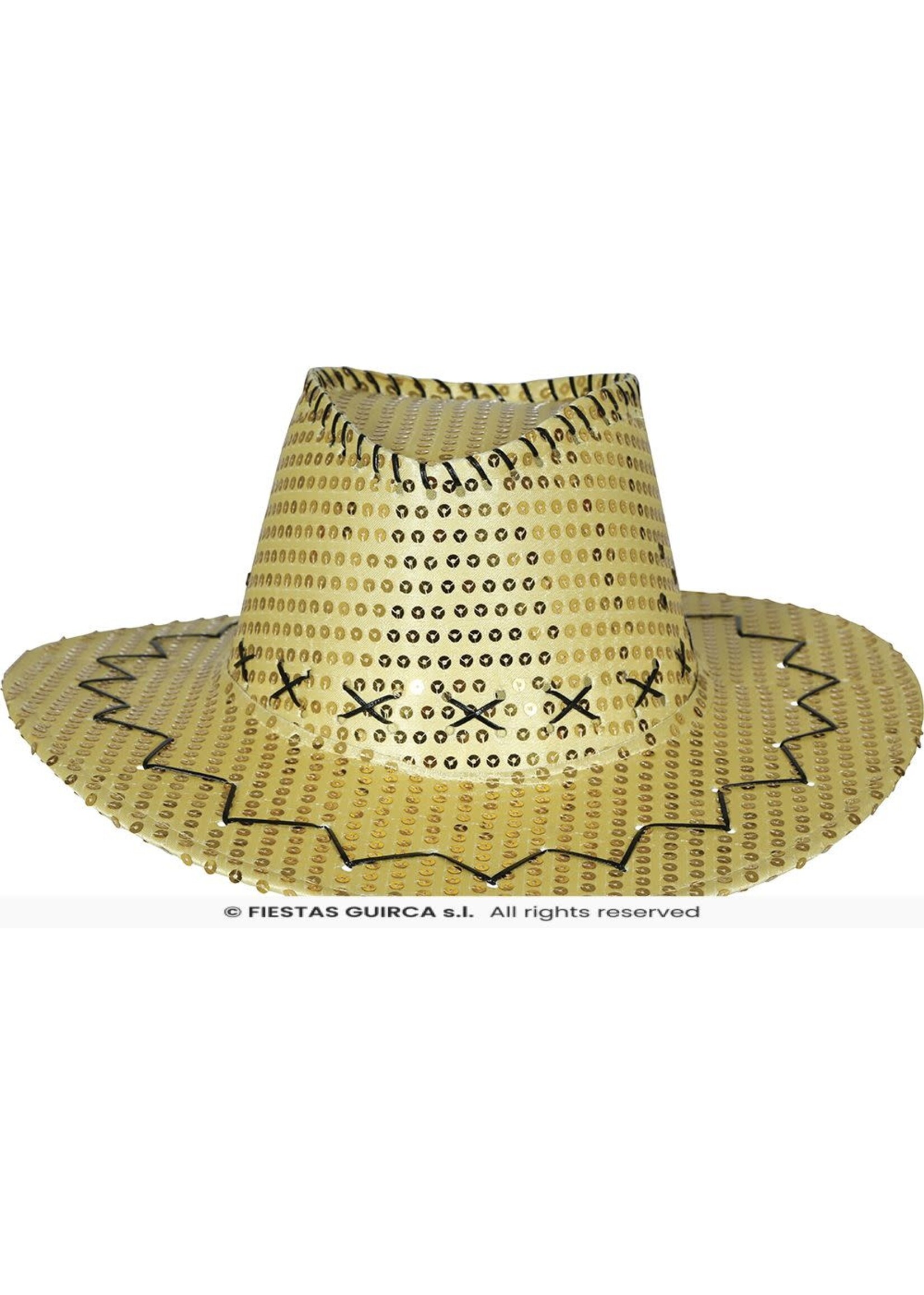 Fiestas Guirca Gouden cowboyhoed met pailletten