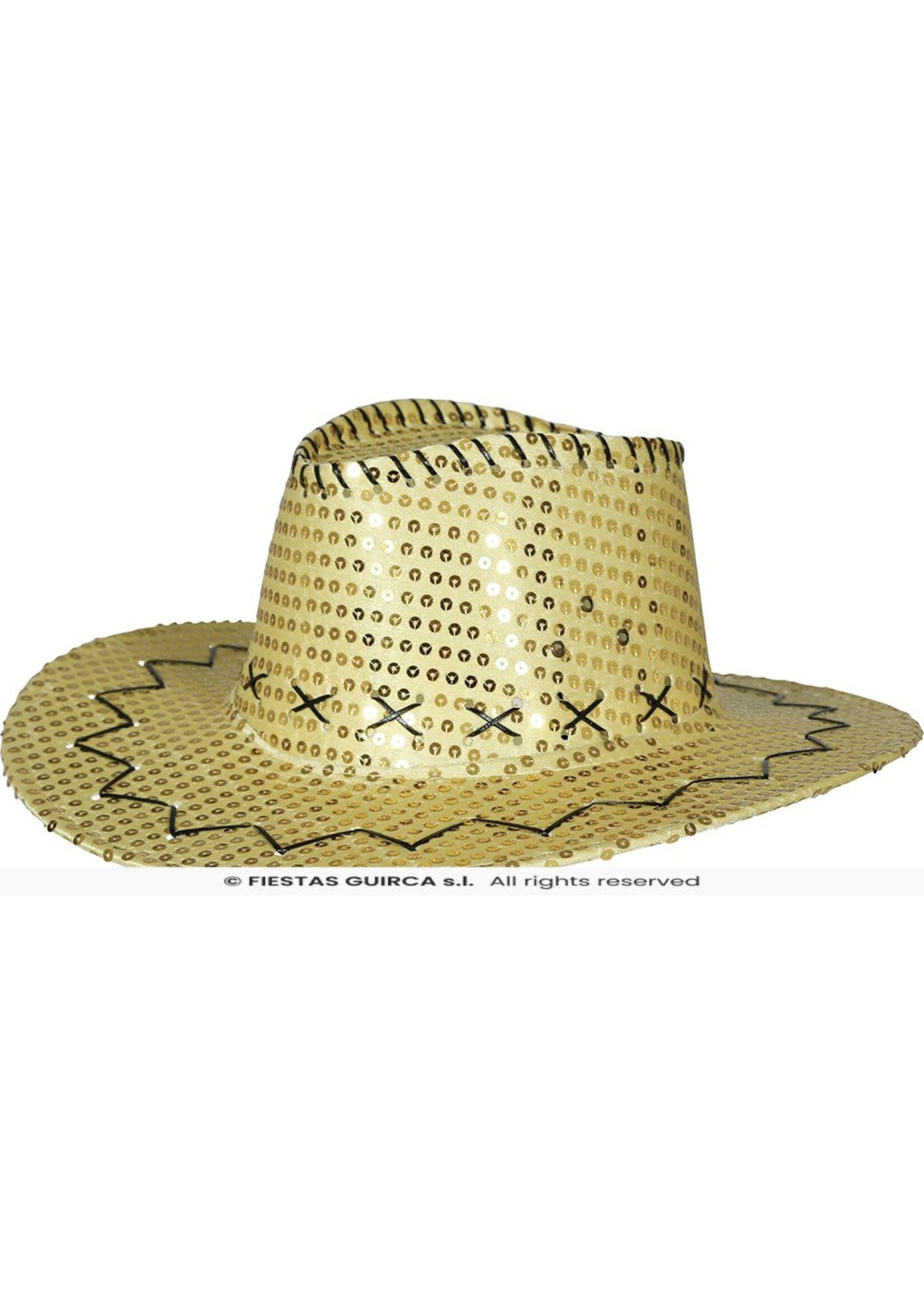 Fiestas Guirca Gouden cowboyhoed met pailletten