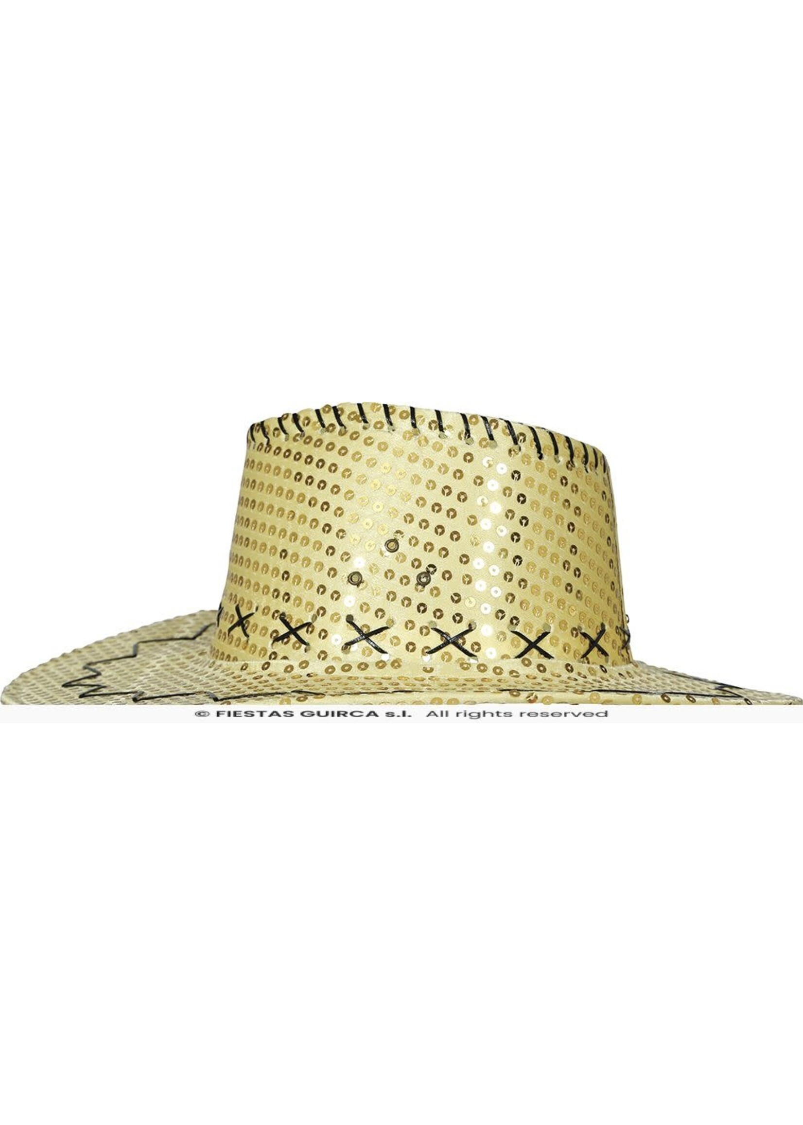 Fiestas Guirca Gouden cowboyhoed met pailletten