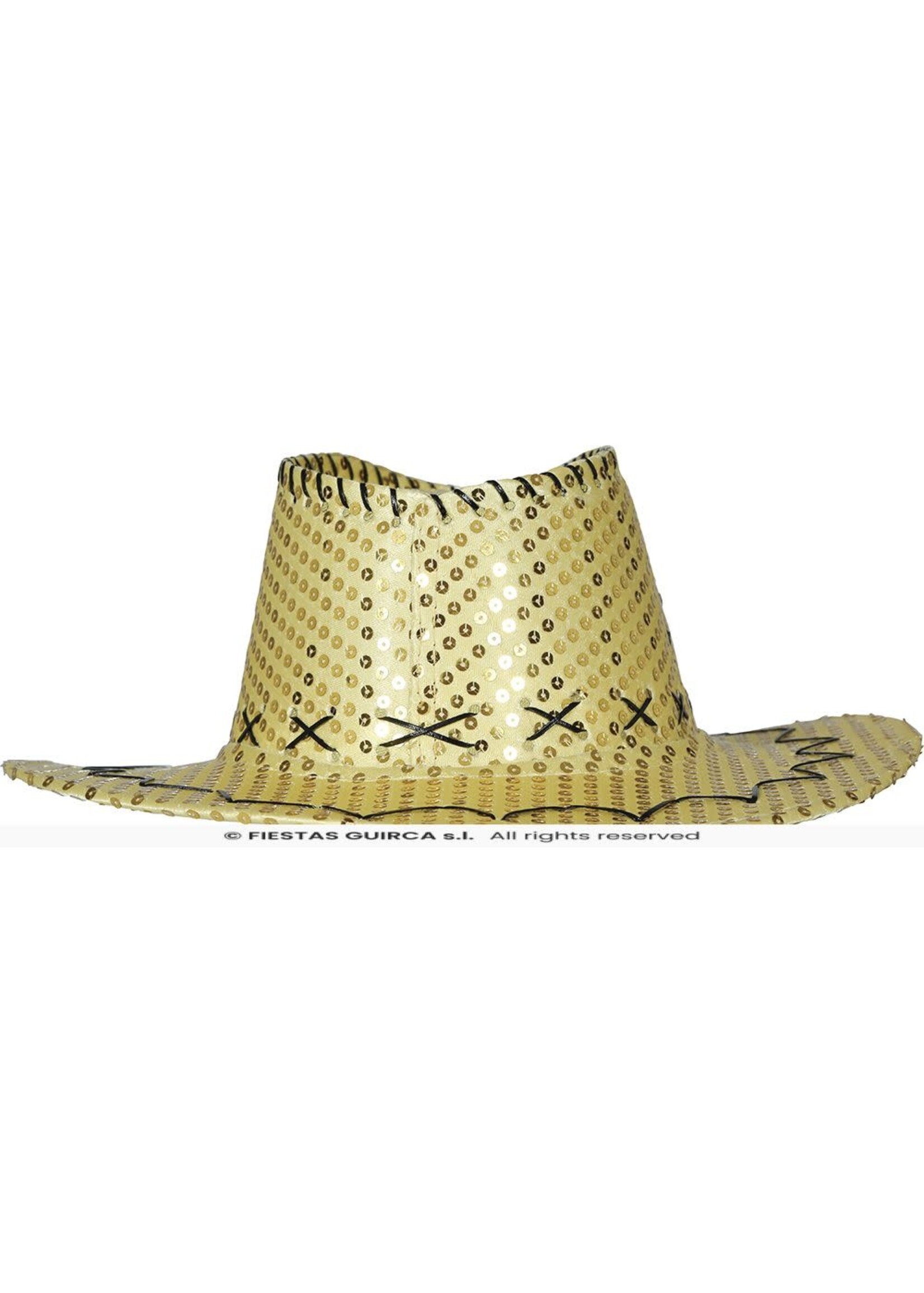 Fiestas Guirca Gouden cowboyhoed met pailletten