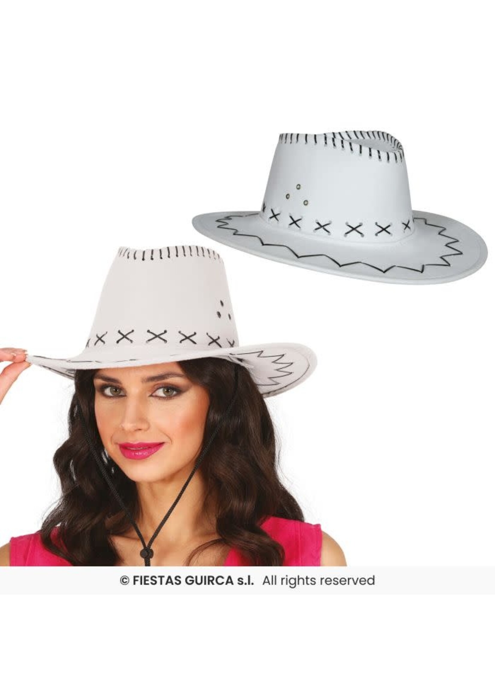 Fiestas Guirca Witte cowboyhoed van nepleer