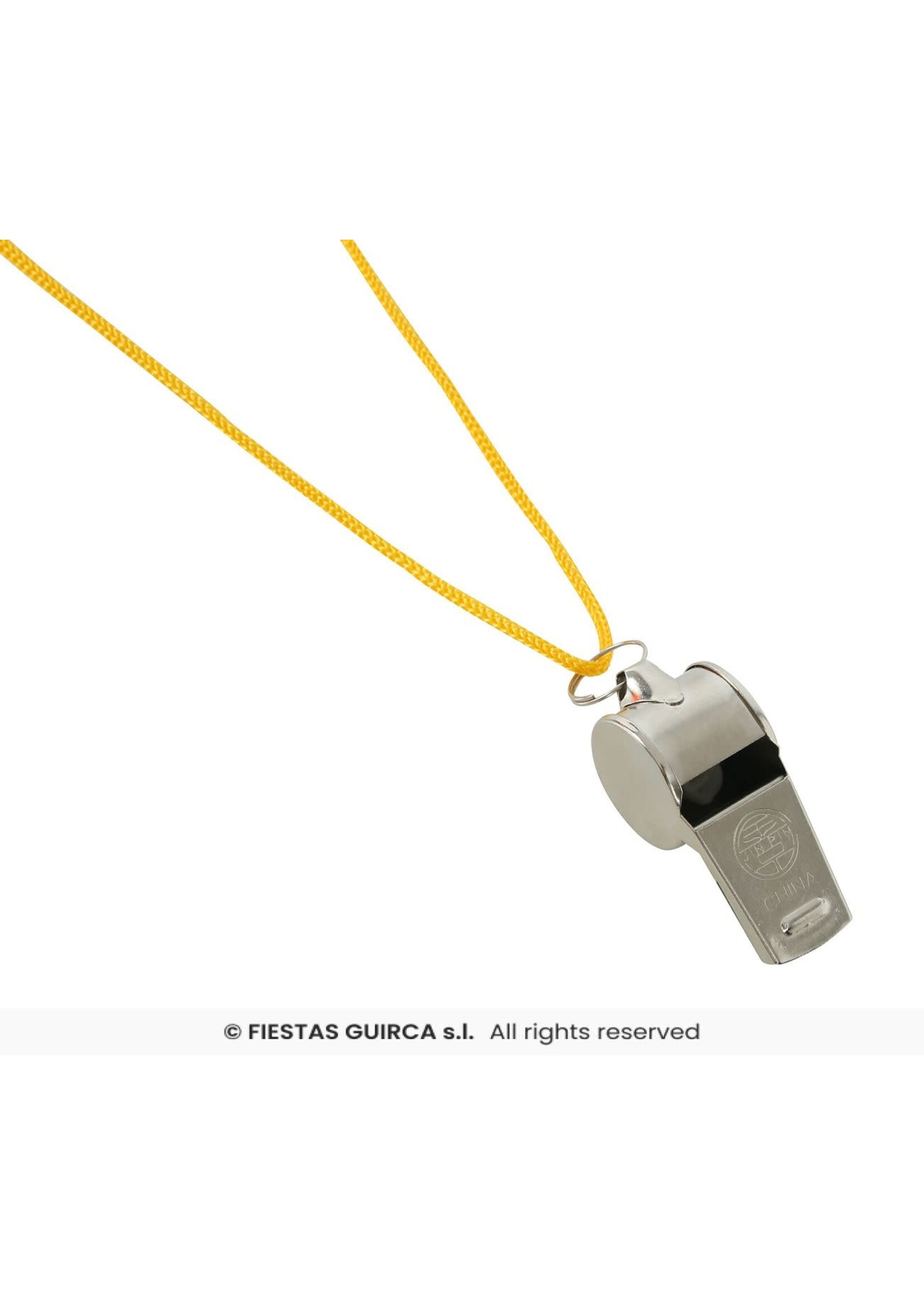 Fiestas Guirca Set van 4 metalen fluitjes met touwtje
