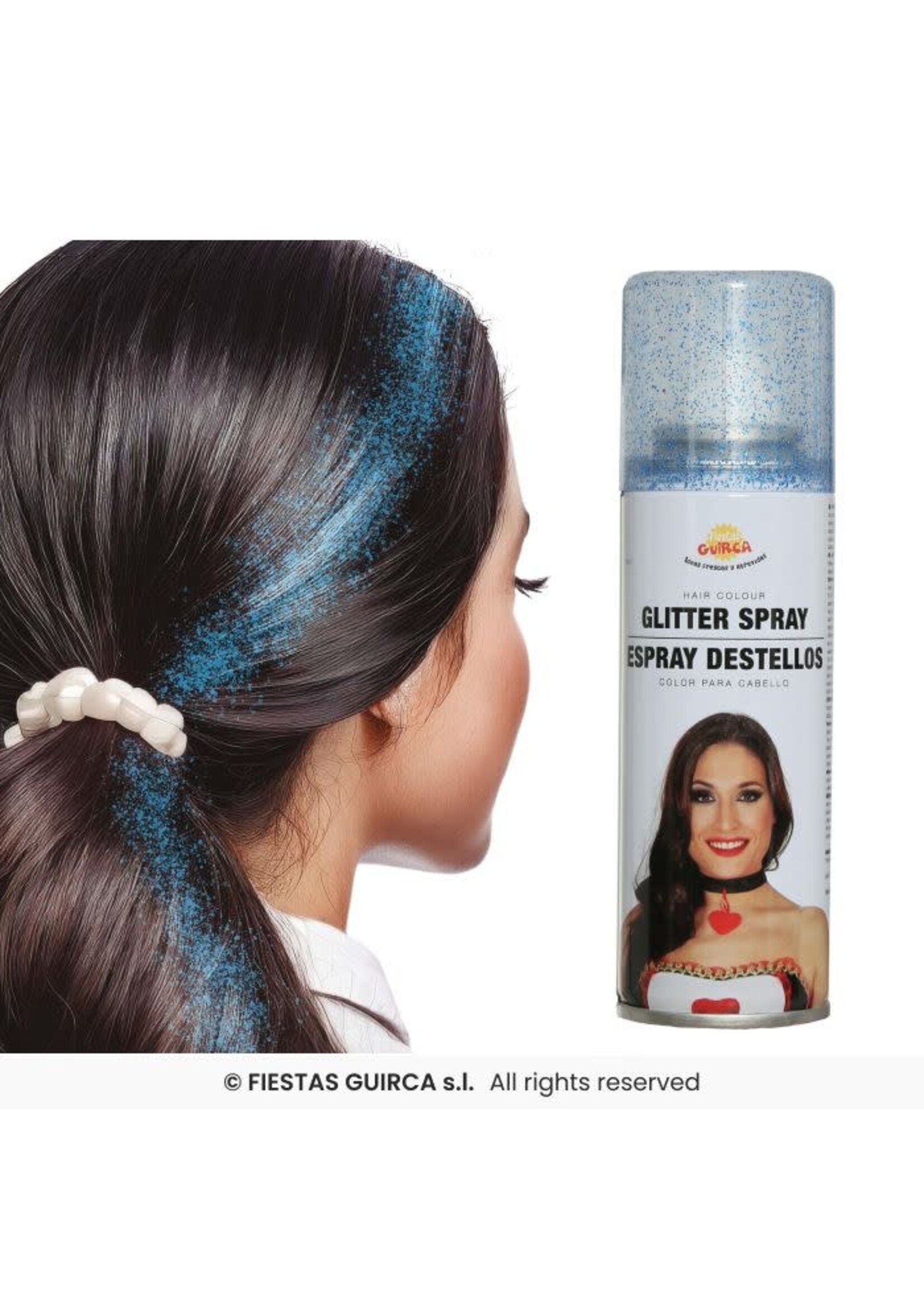 Fiestas Guirca Lichtblauwe glitter haarspray