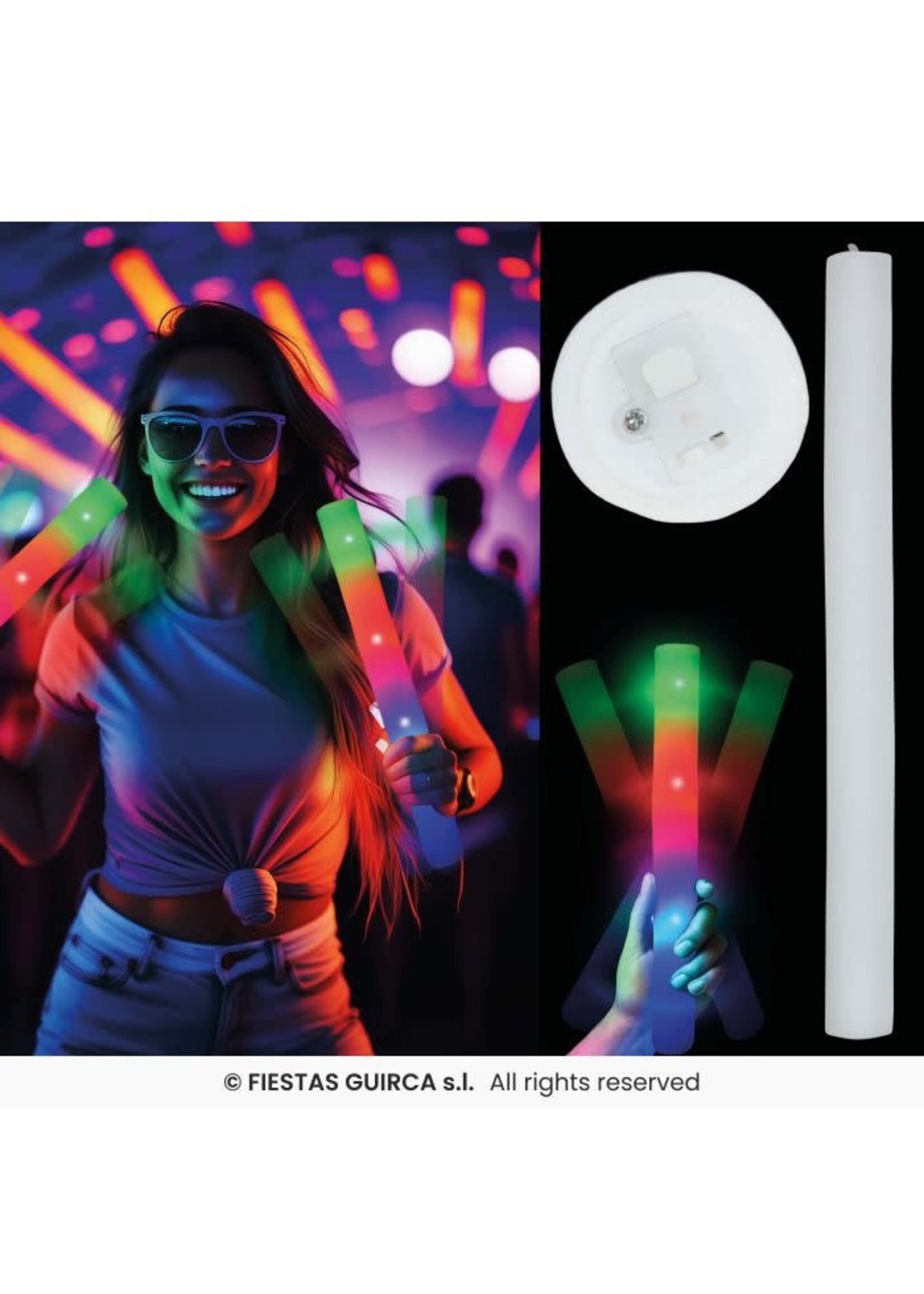 Fiestas Guirca Meerkleurige LED-lichtstok van schuim