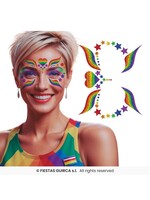 Fiestas Guirca Regenboog glitter gezichtsstickers