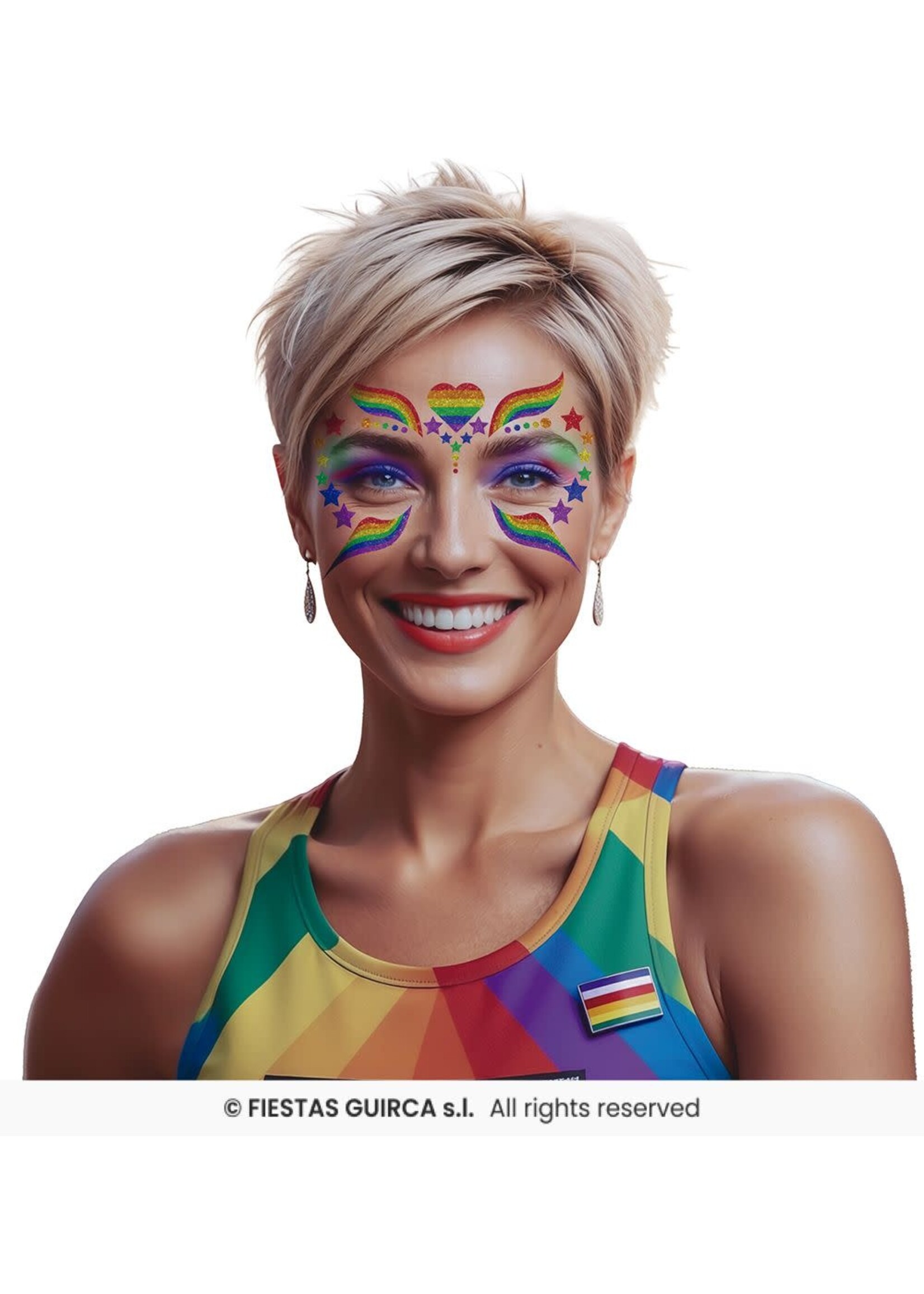 Fiestas Guirca Regenboog glitter gezichtsstickers