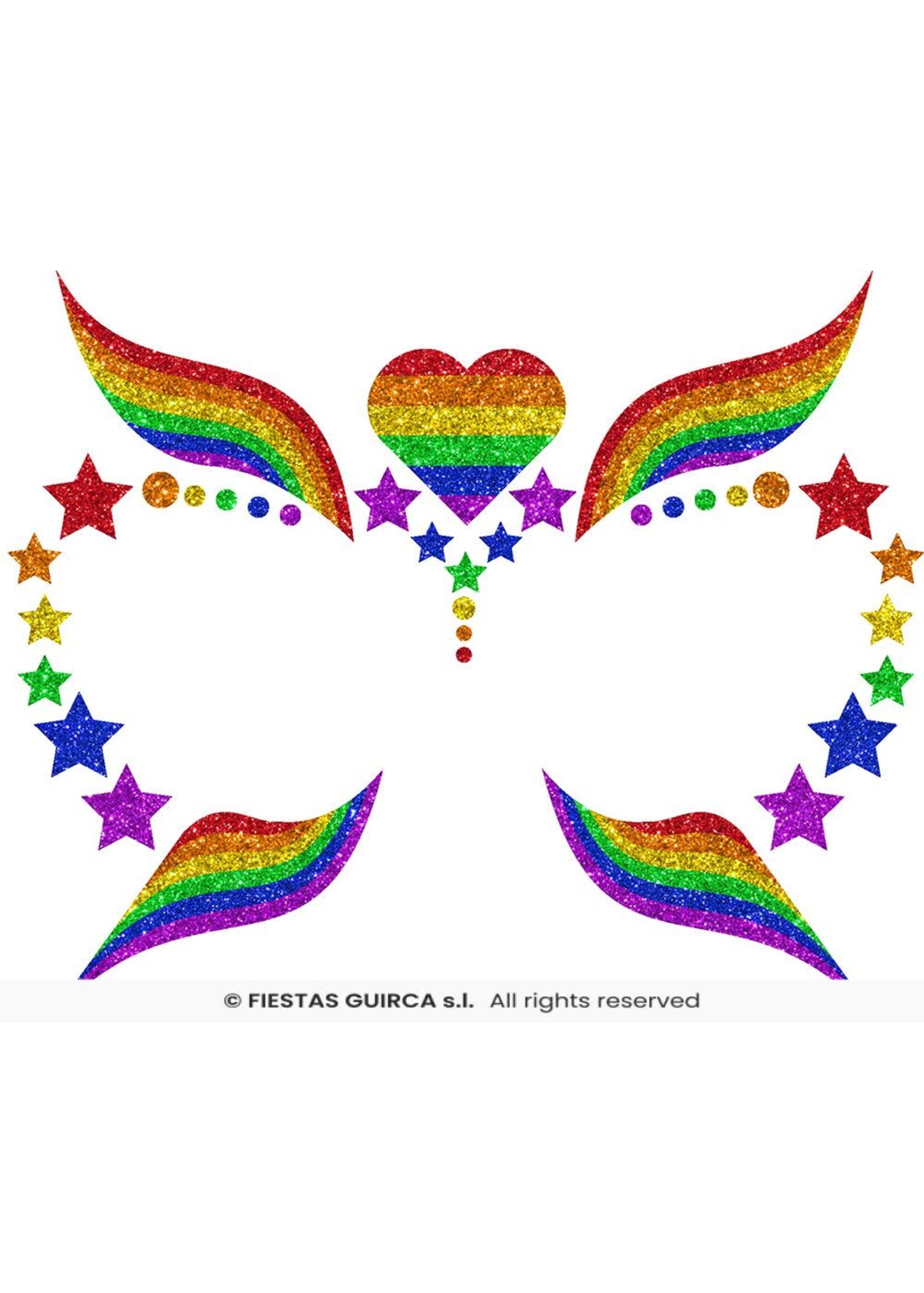 Fiestas Guirca Regenboog glitter gezichtsstickers