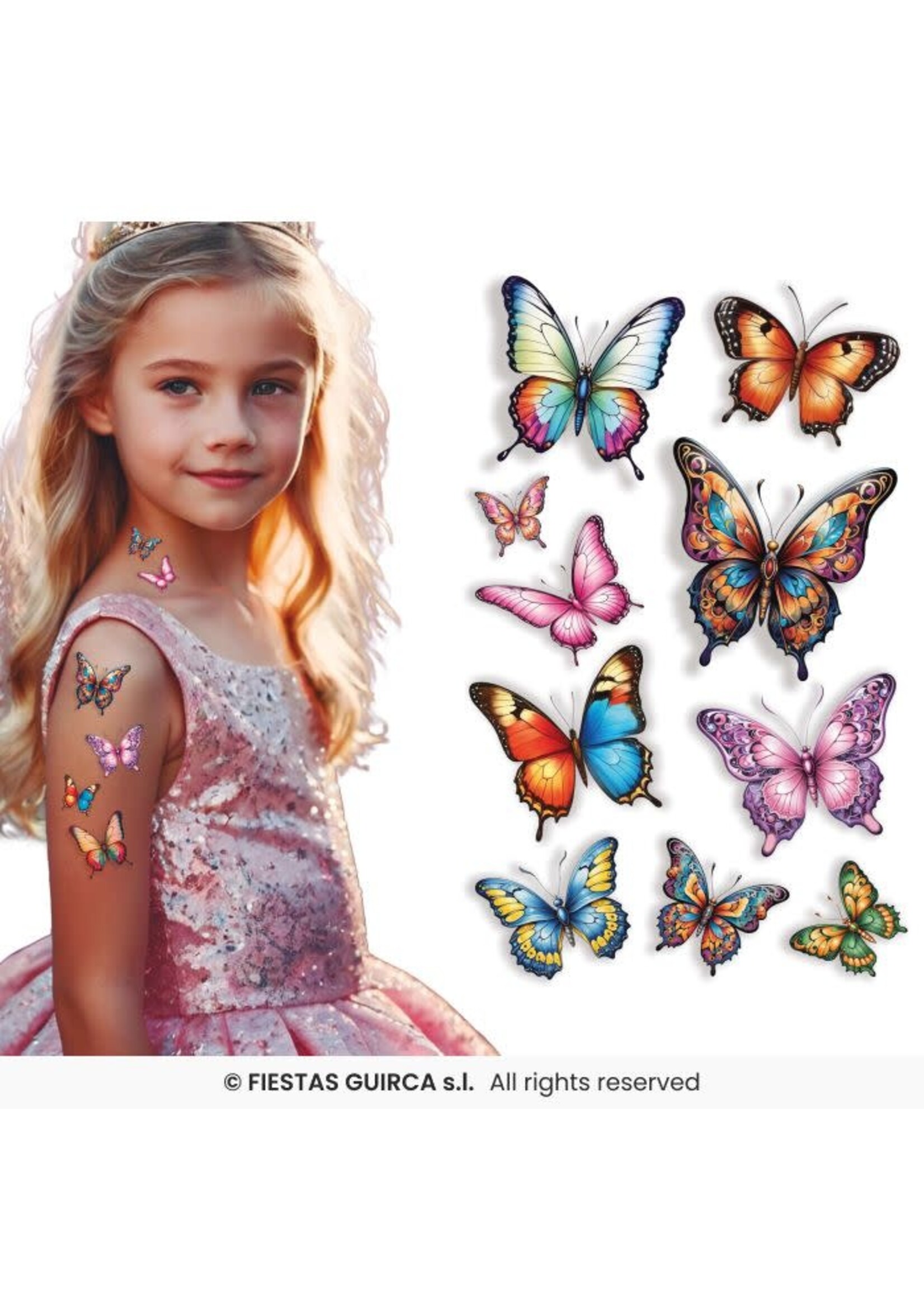 Fiestas Guirca Meerkleurige vlinder plaktattoos