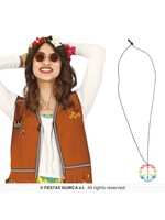 Fiestas Guirca Regenboog ketting met peace-symbool