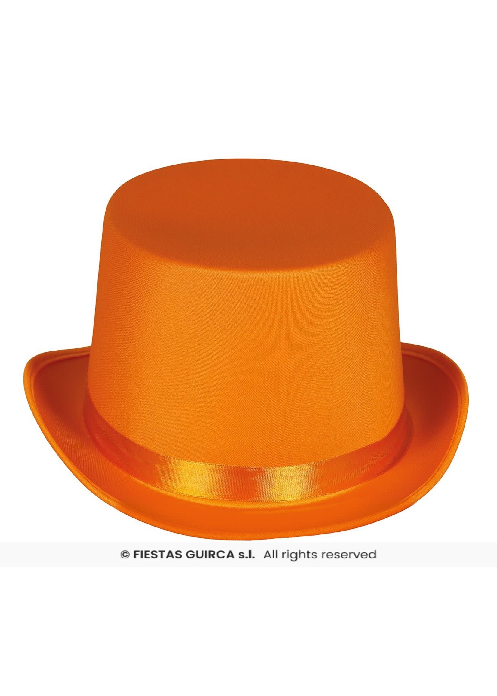 Fiestas Guirca Oranje hoge hoed van satijn