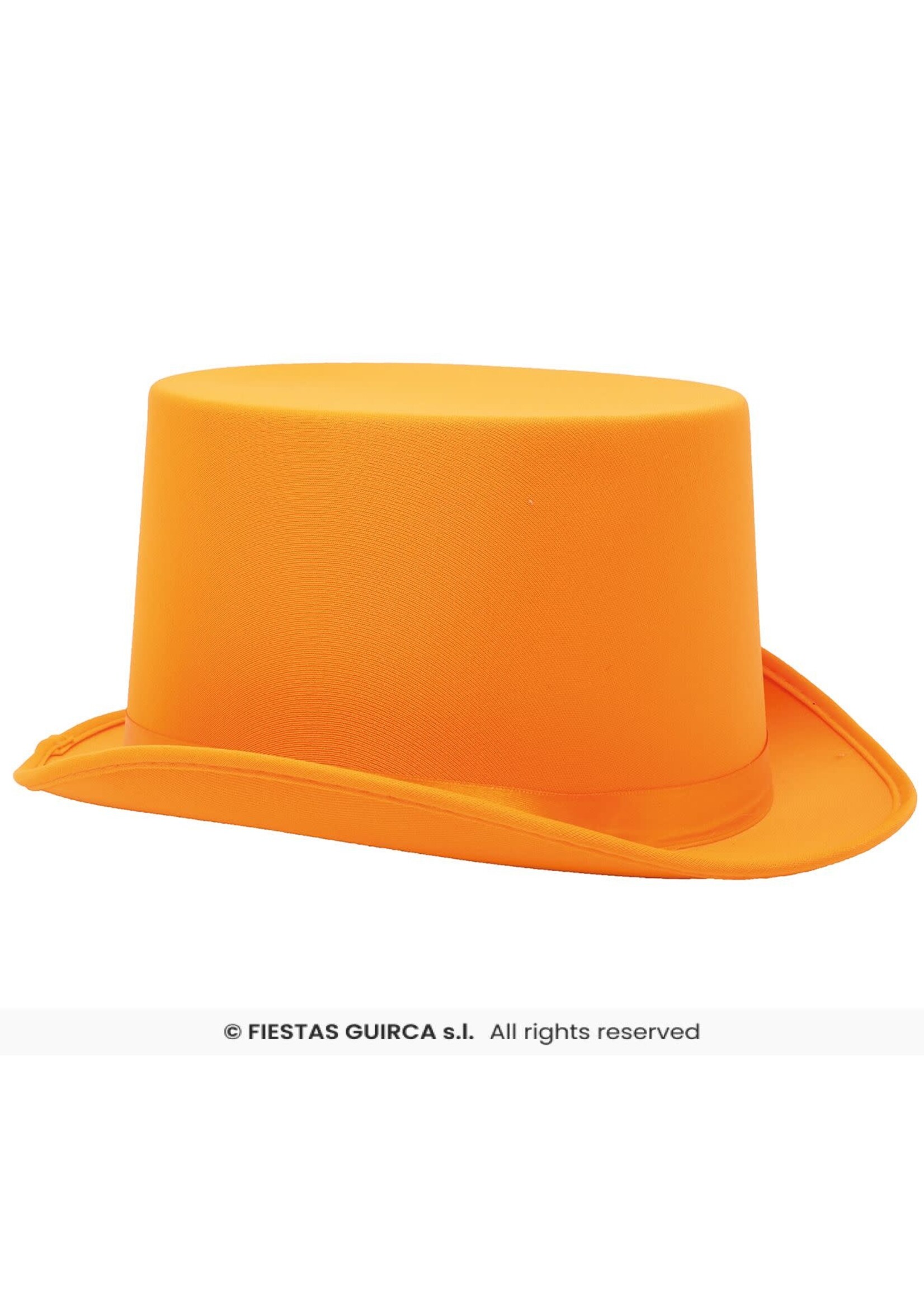 Fiestas Guirca Oranje hoge hoed van satijn