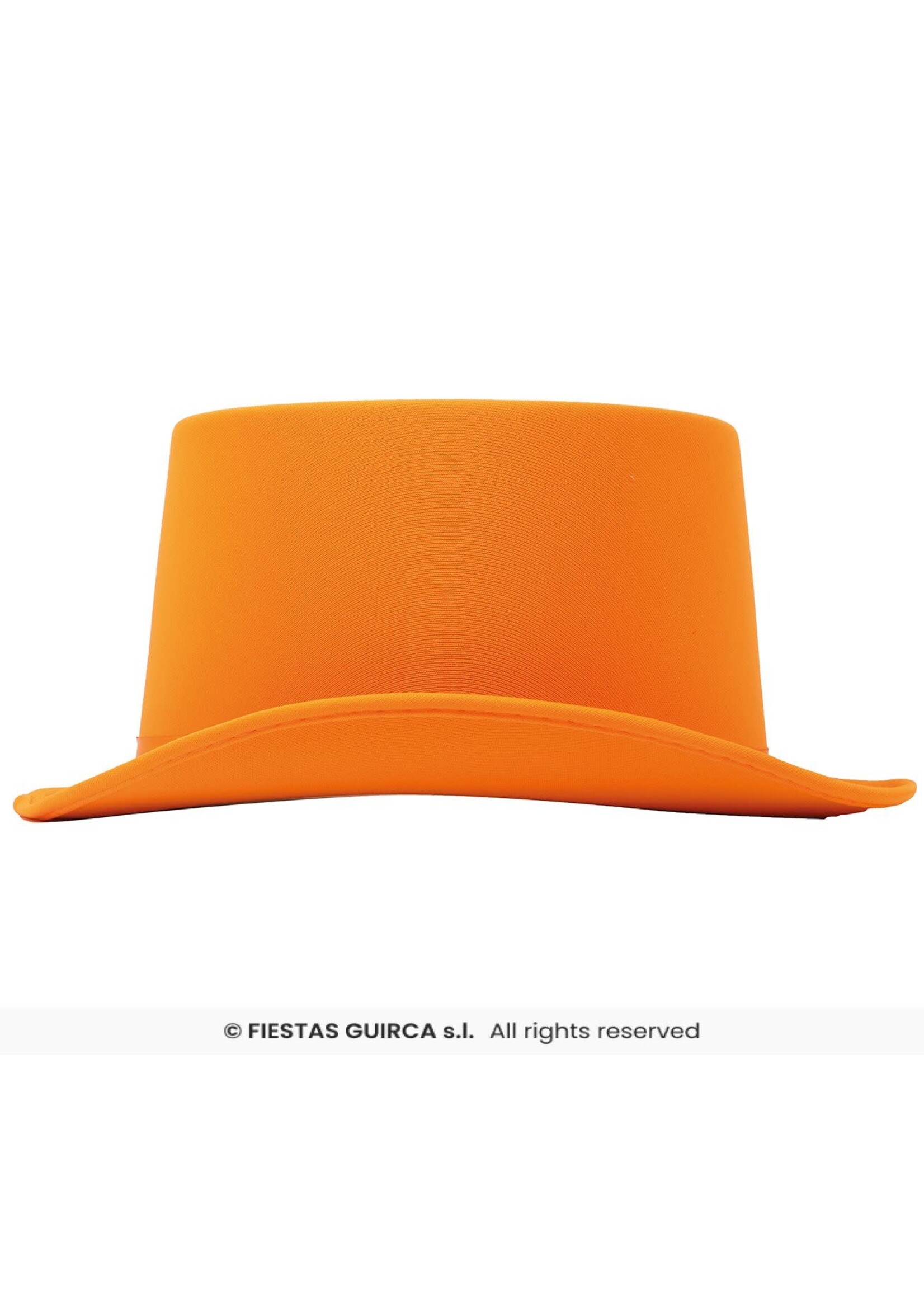 Fiestas Guirca Oranje hoge hoed van satijn