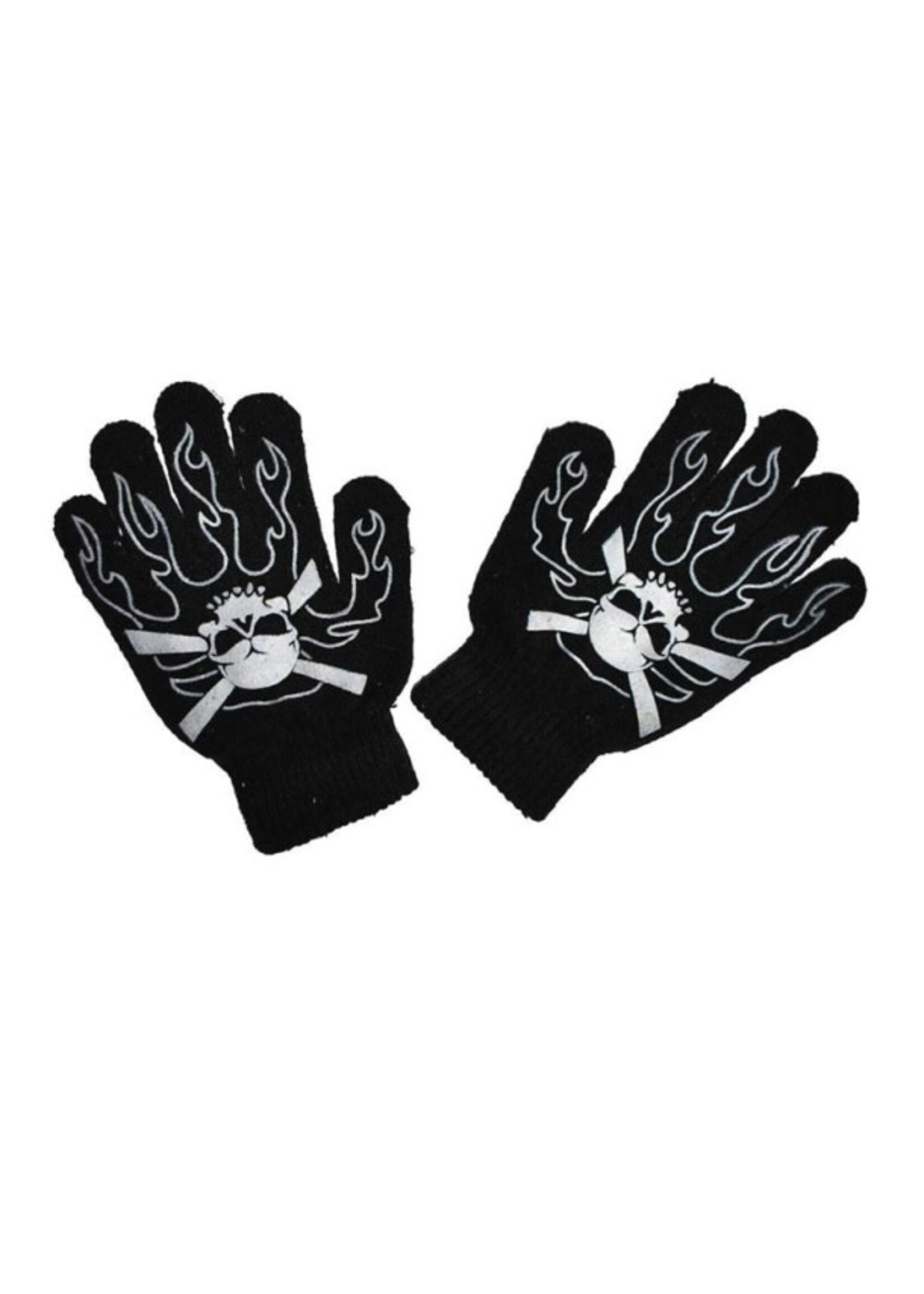 Feestkleding Breda Zwarte kinderhandschoenen met doodskop