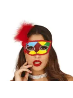 Fiestas Guirca Meerkleurig oogmasker met verenpluim