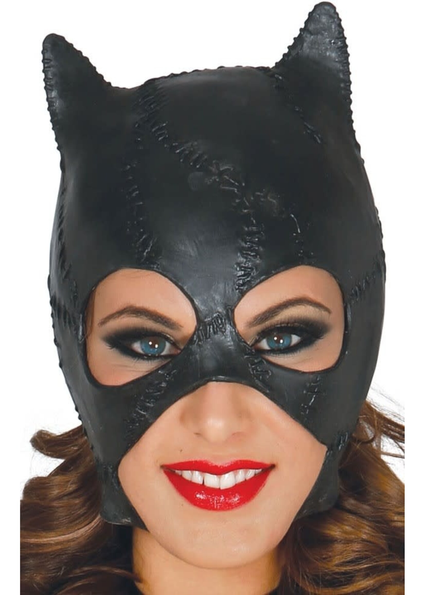 Fiestas Guirca Zwarte kattenmasker van latex