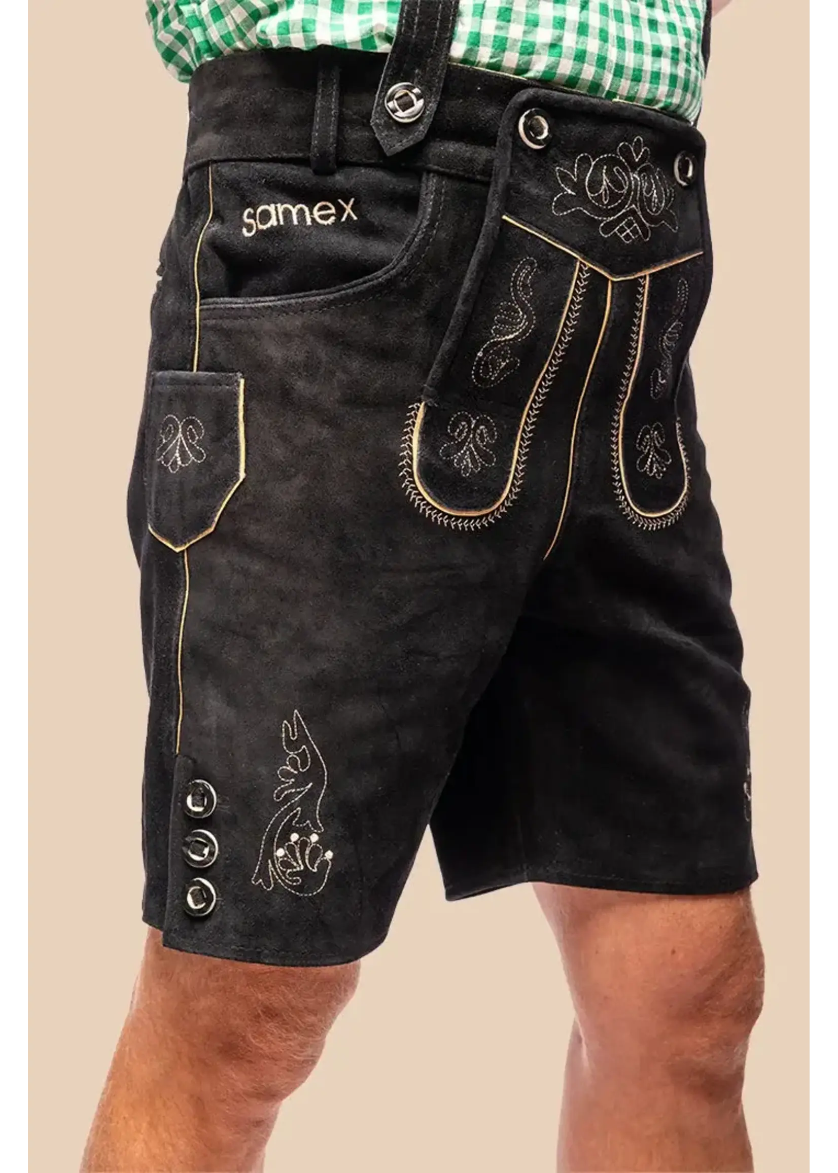 Samex Lederhosen Rob kort Zwart