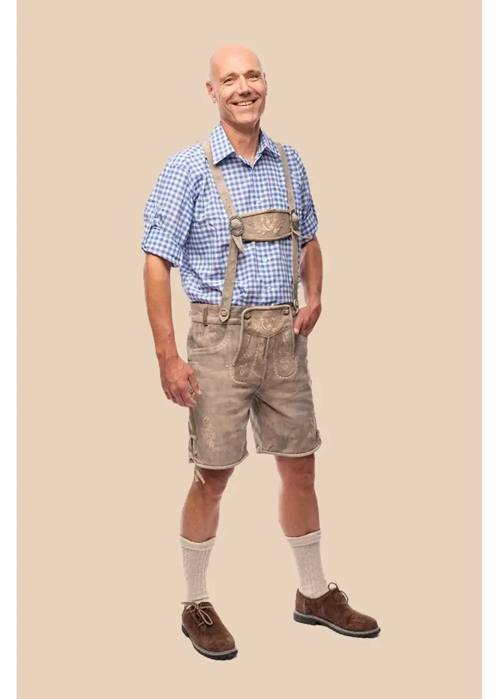Samex Lederhosen Luuk kort Grijs (Wildleder)