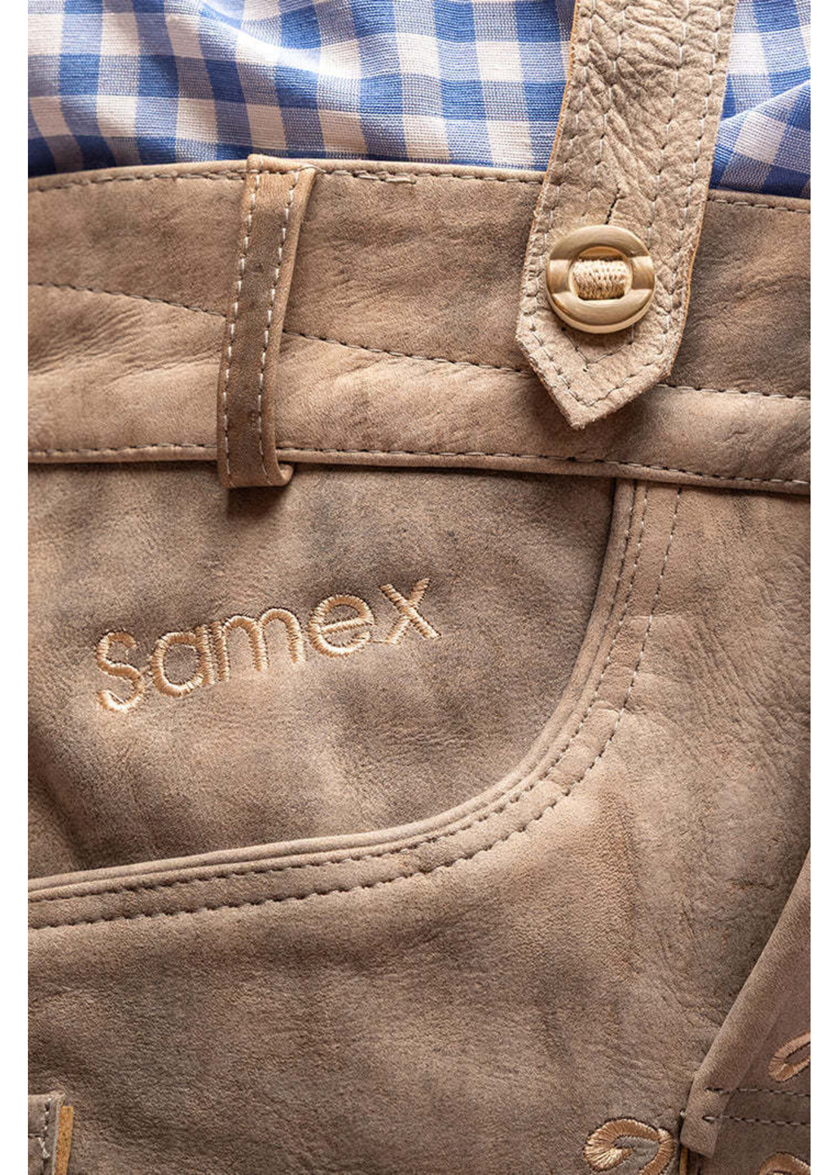Samex Lederhosen Luuk kort Grijs (Wildleder)