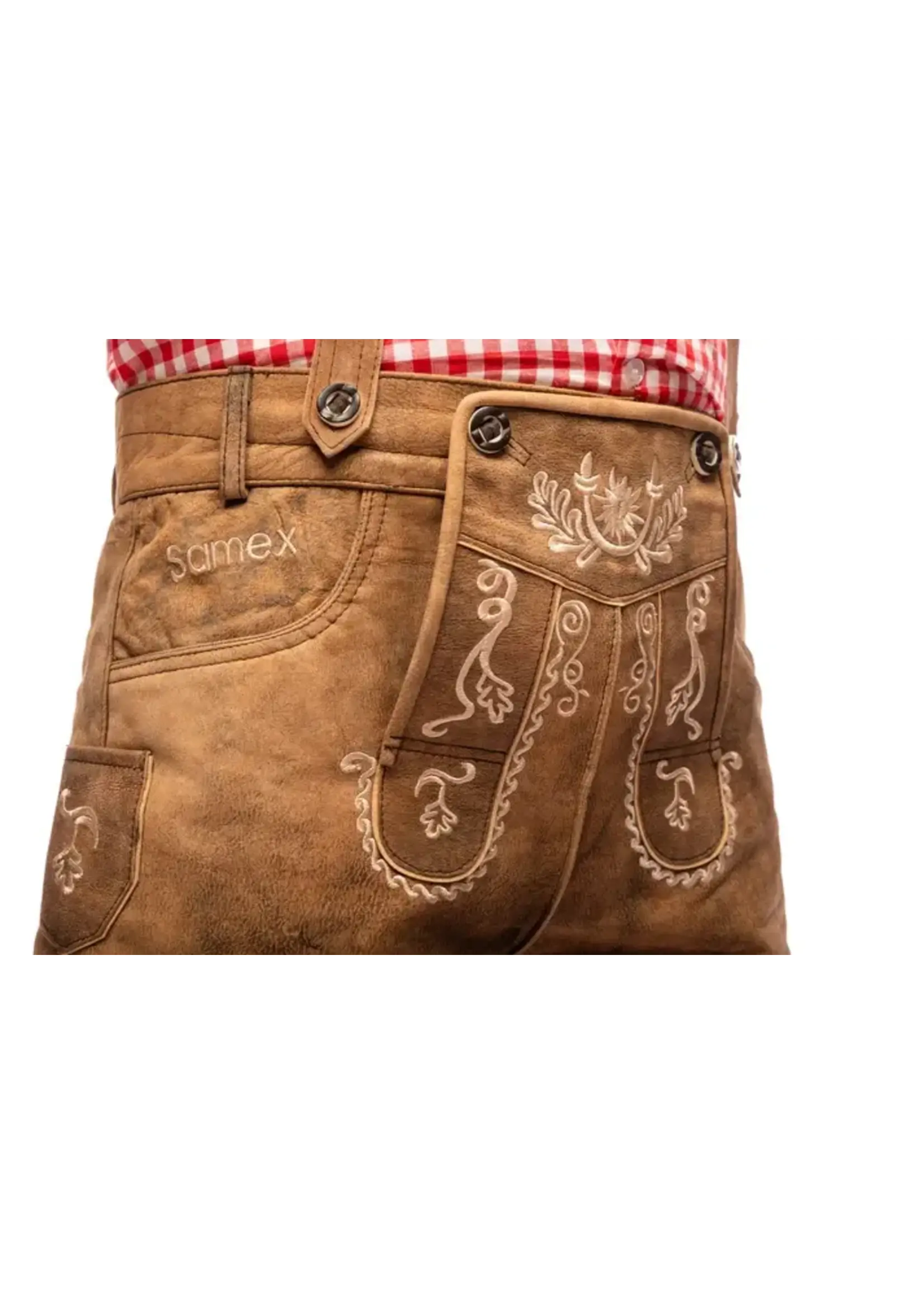Samex Lederhosen Luuk kort bruin (Wildleder)