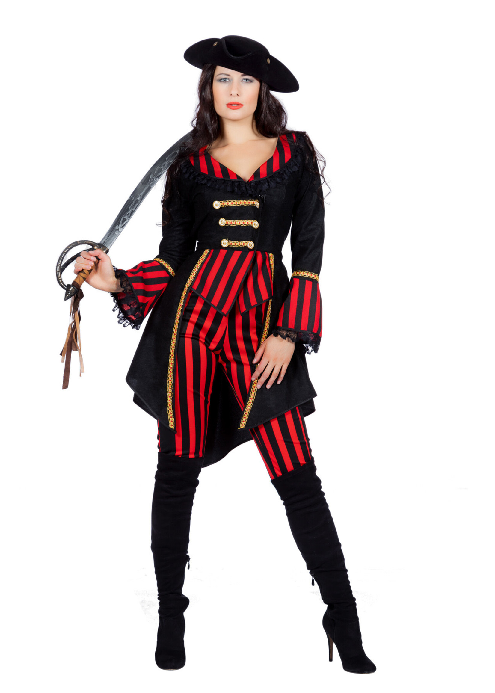 Feestkleding Breda Kostuum Piraat Pirate Stripe dames