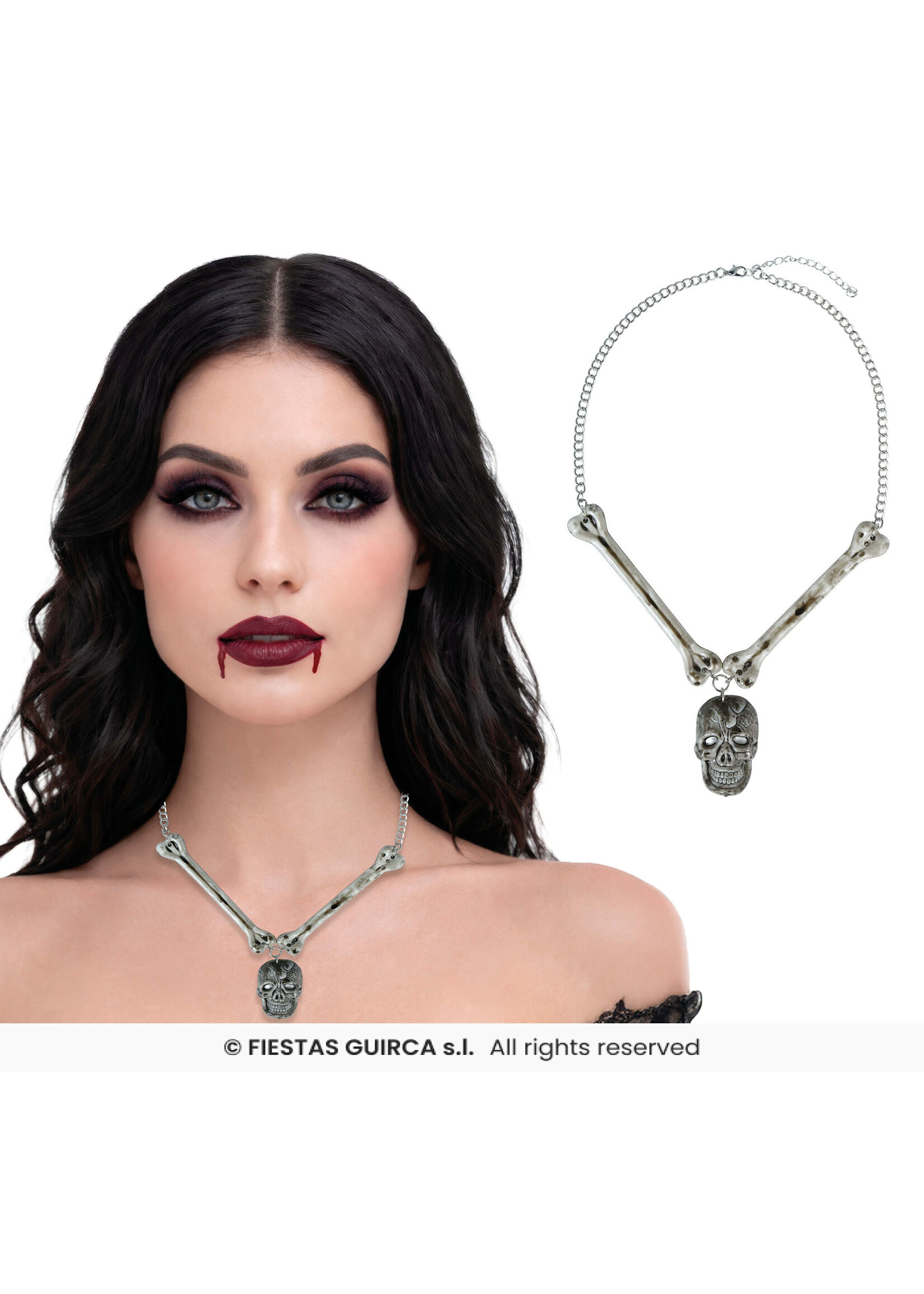 Fiestas Guirca Metalen ketting met doodskop en botten