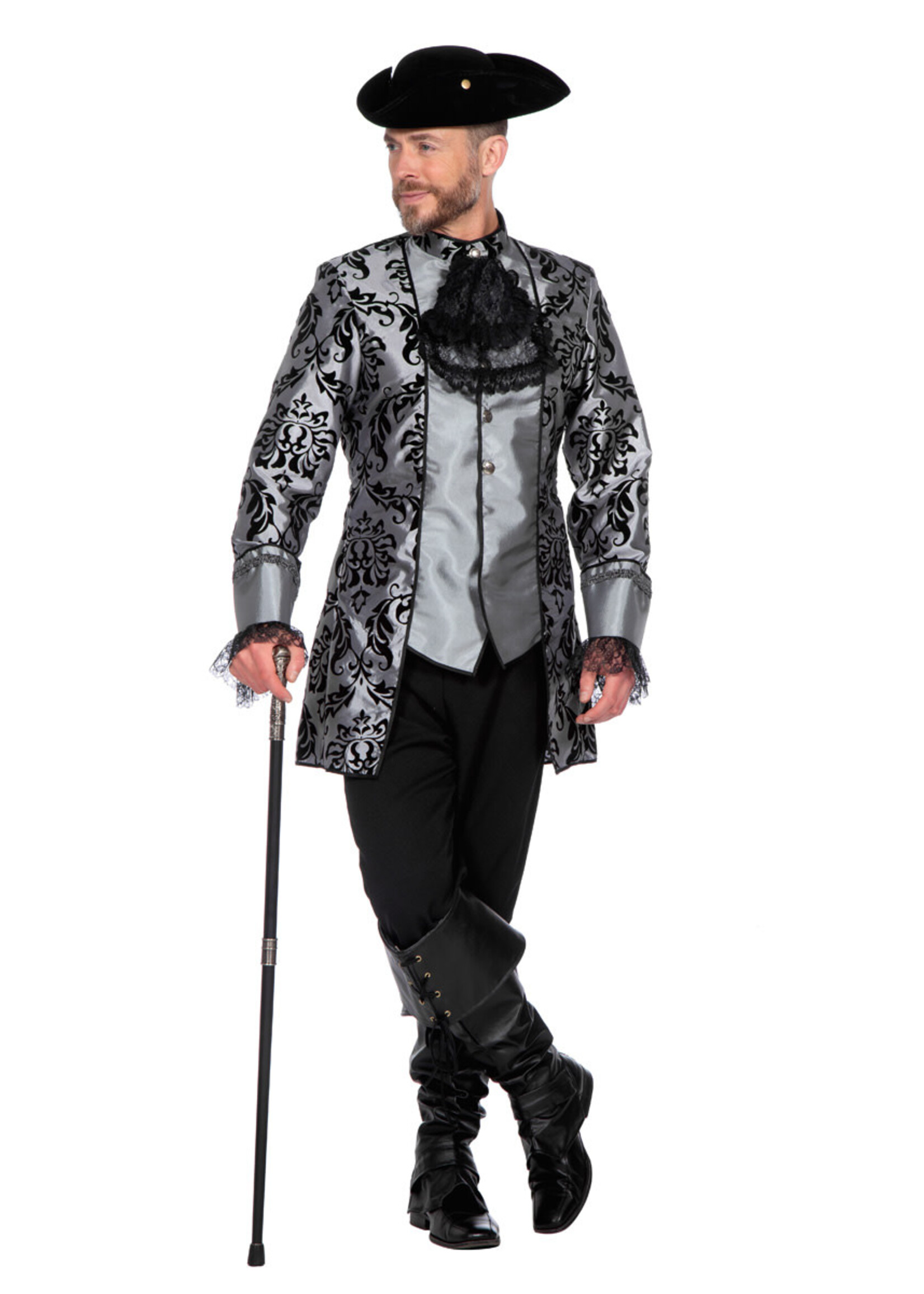 Feestkleding Breda Markies grijs/zwart luxe