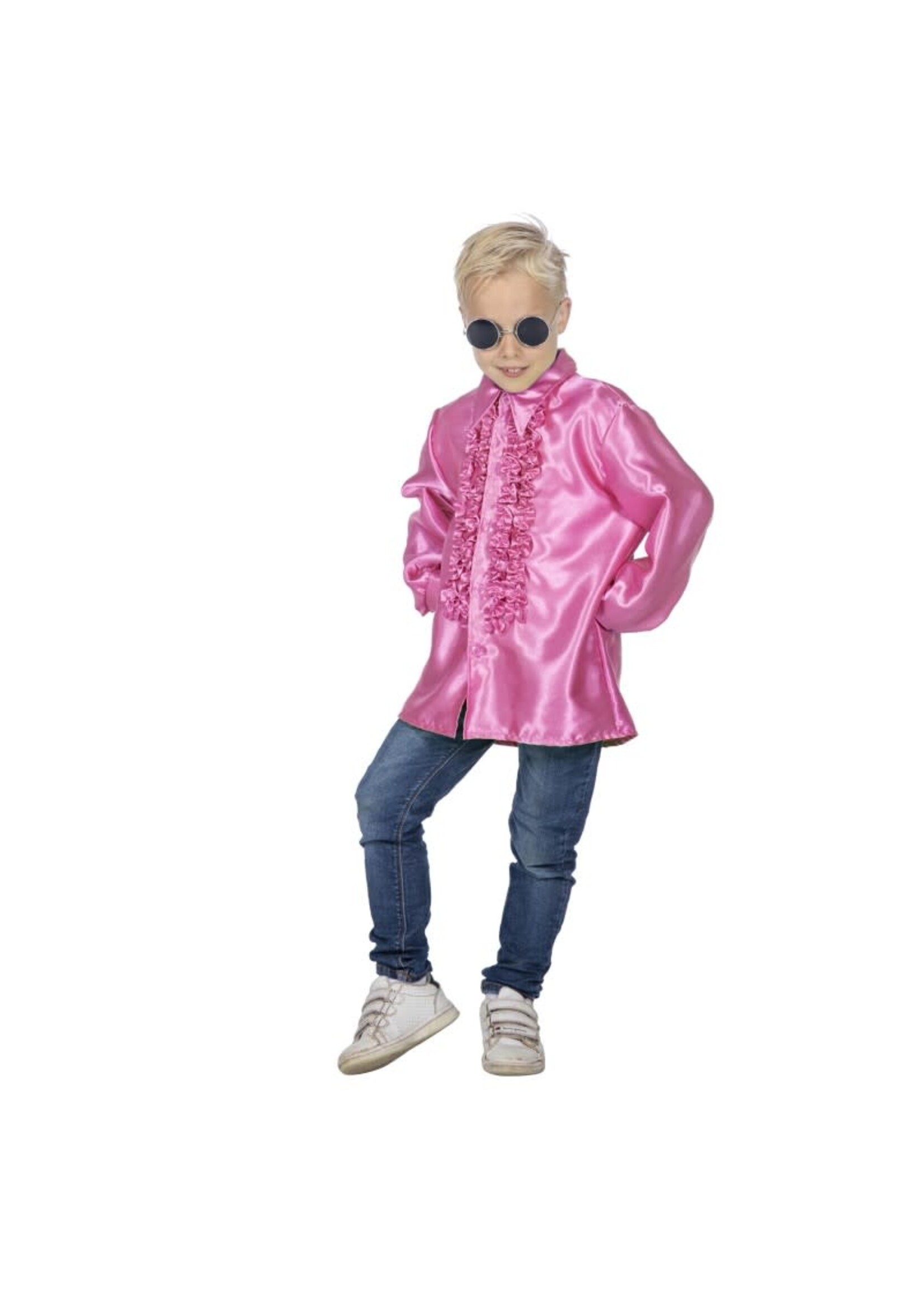 Feestkleding Breda Ruchesblouse satijn Cyclaam