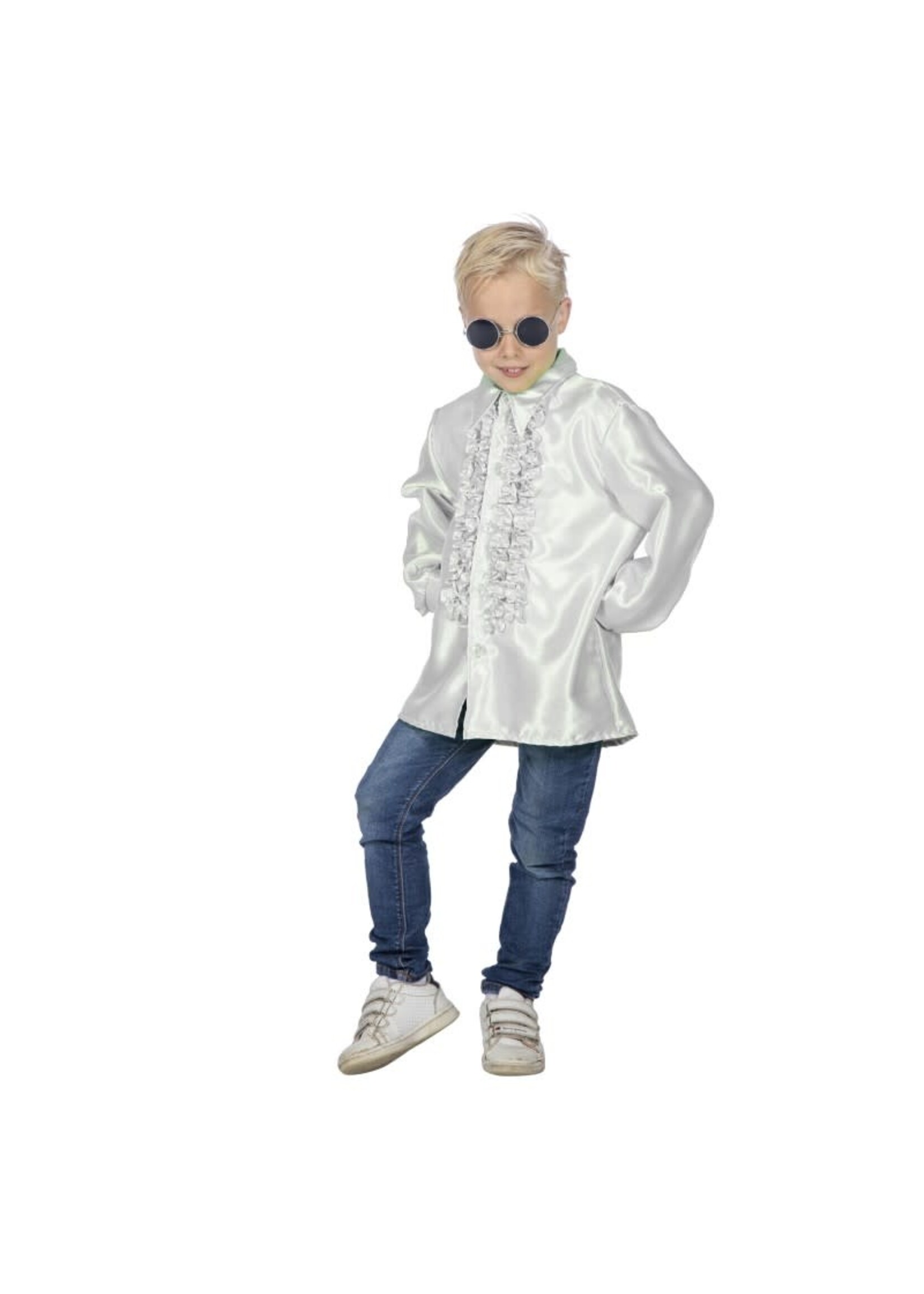 Feestkleding Breda Ruchesblouse satijn Wit