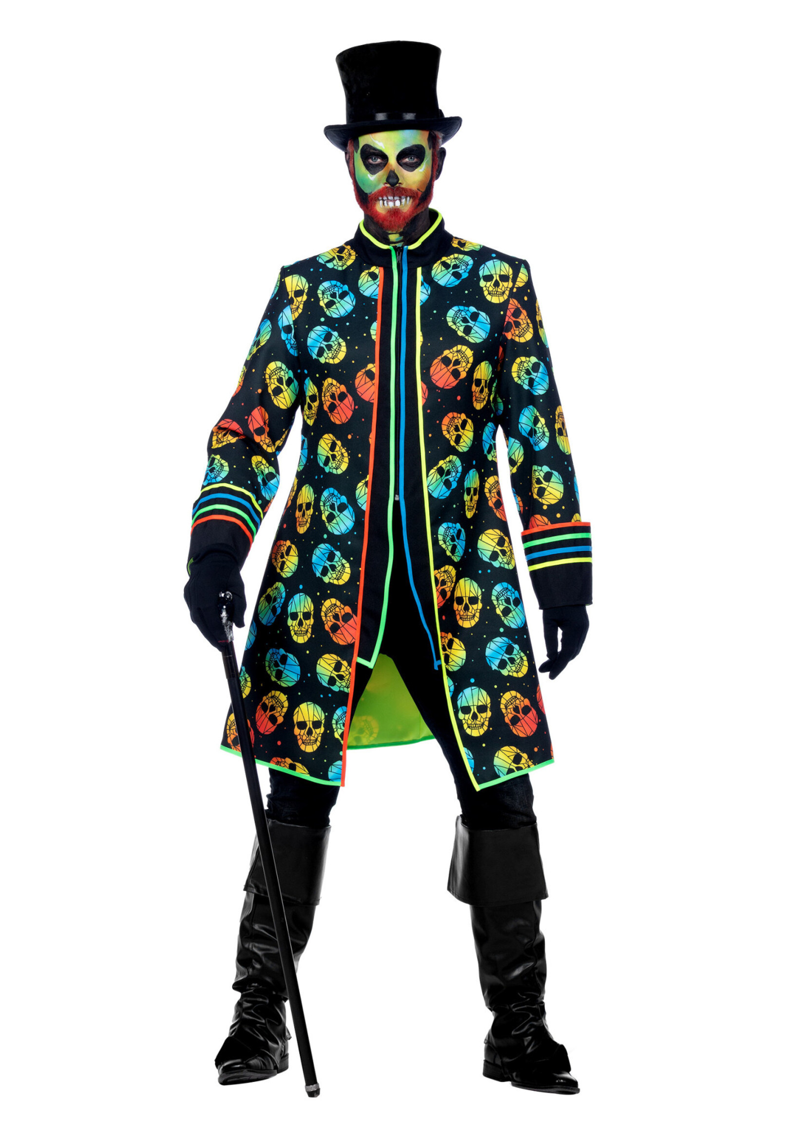 Feestkleding Breda Heren jas neon skull