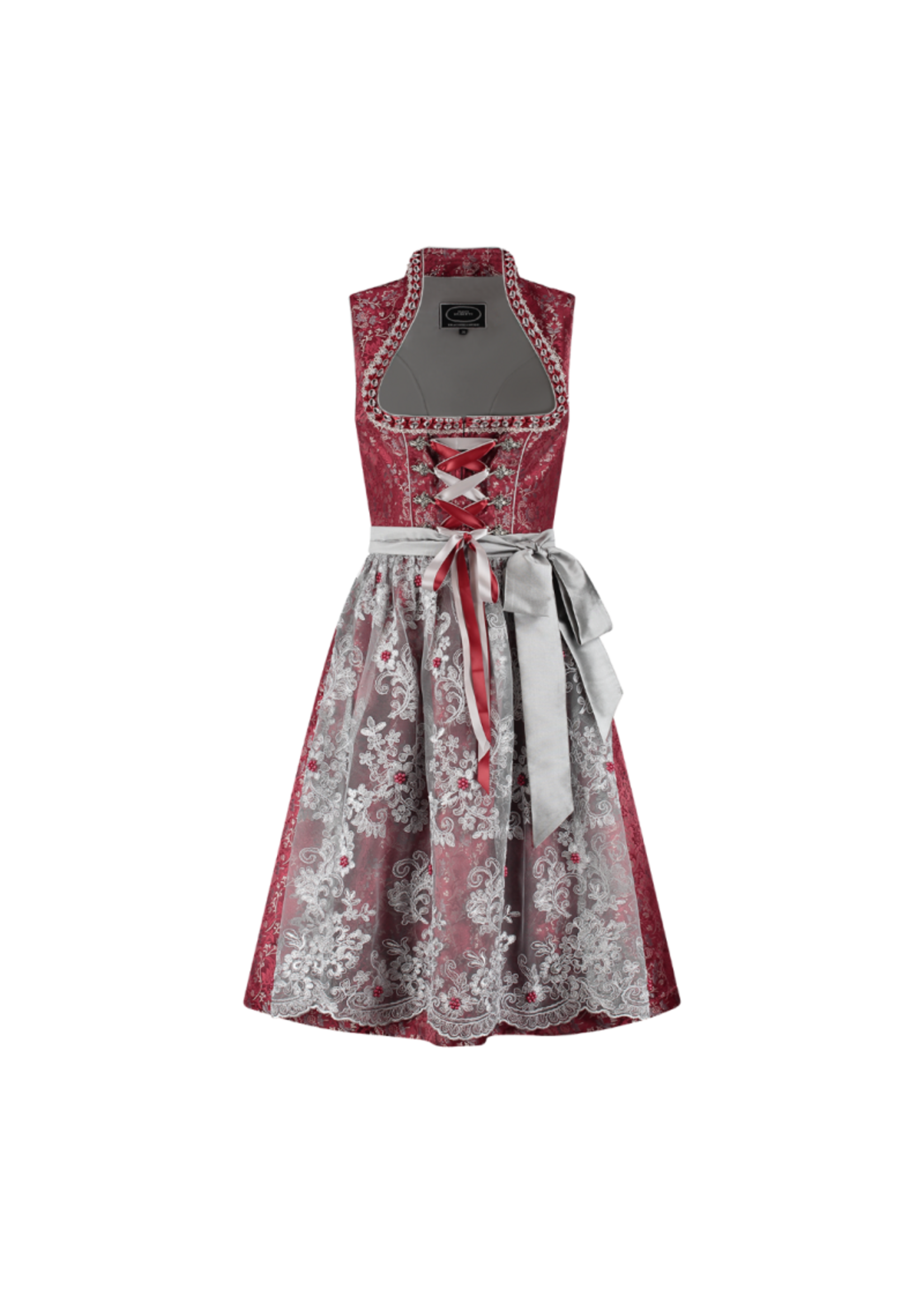 Haus Huberts Dirndl  jacquard, donkerrood/grijs