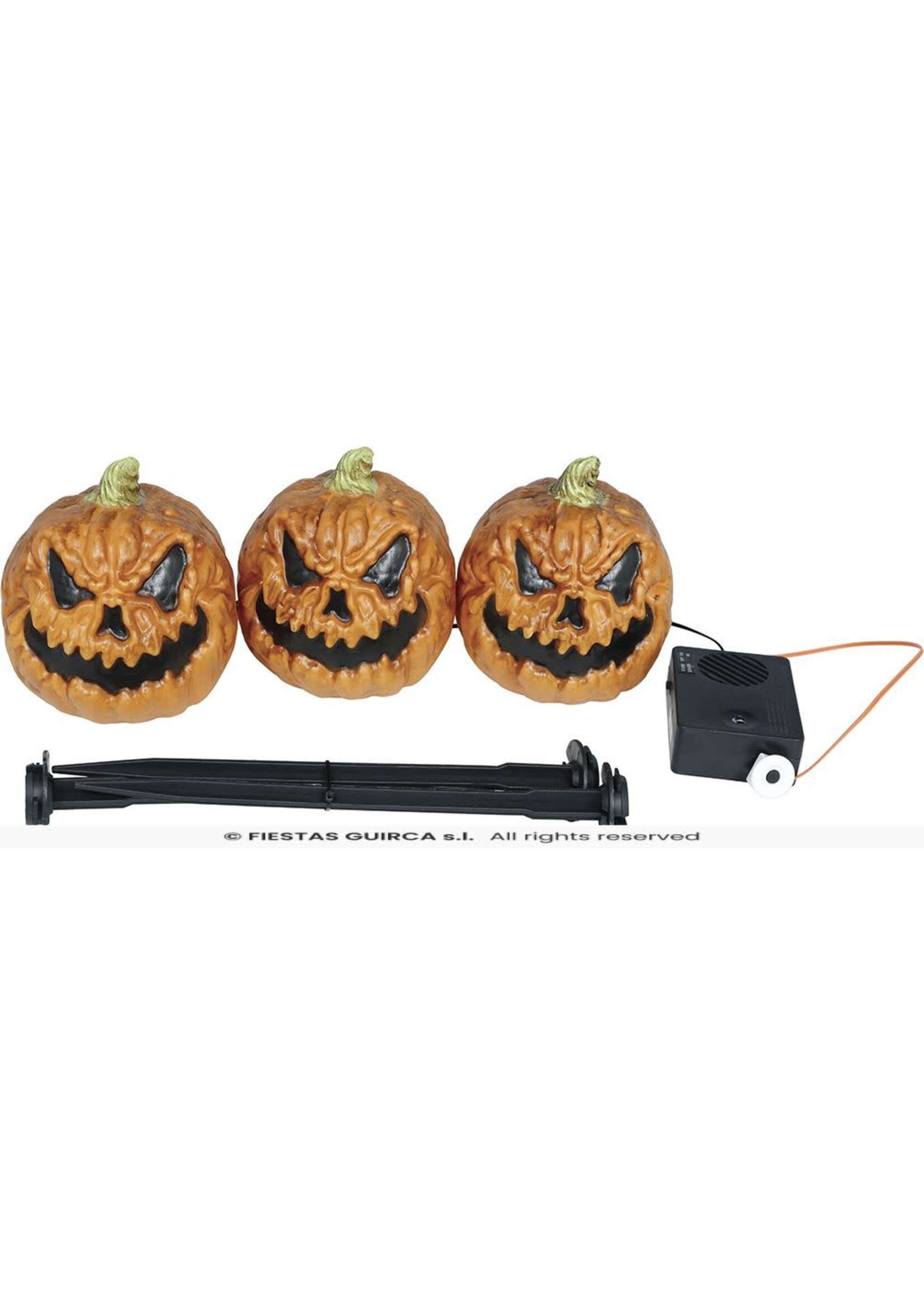 Fiestas Guirca 3 pompoenen met licht en geluid, pvc, 13 cm