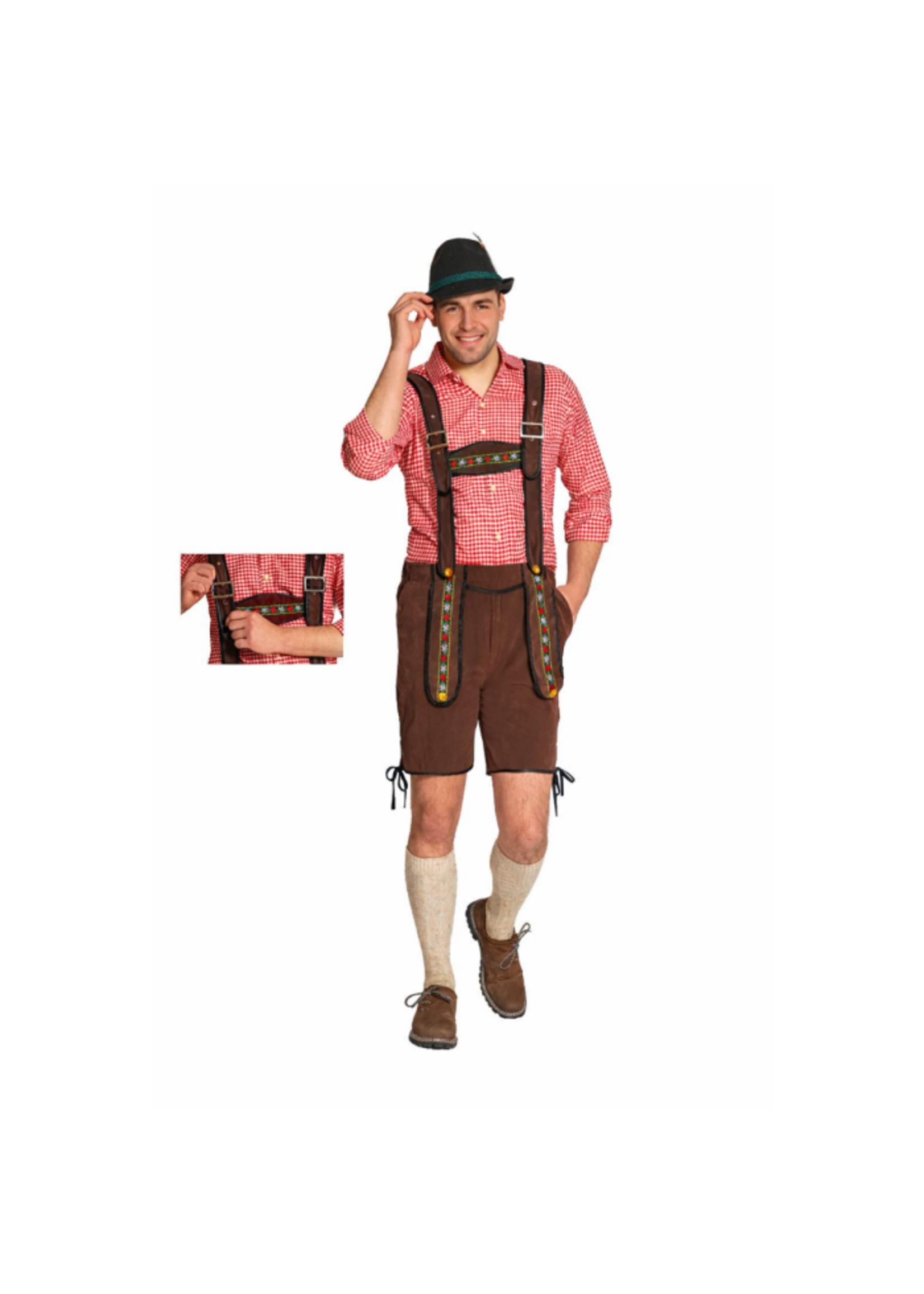 Feestkleding Breda Lederhosen Johann Bruin met Verstelbare Bretels