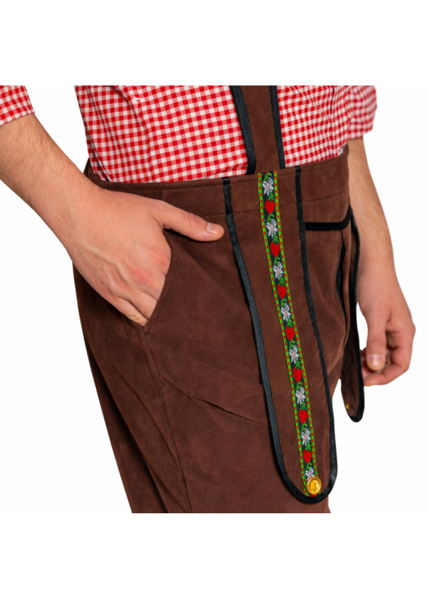 Feestkleding Breda Lederhosen Johann Bruin met Verstelbare Bretels
