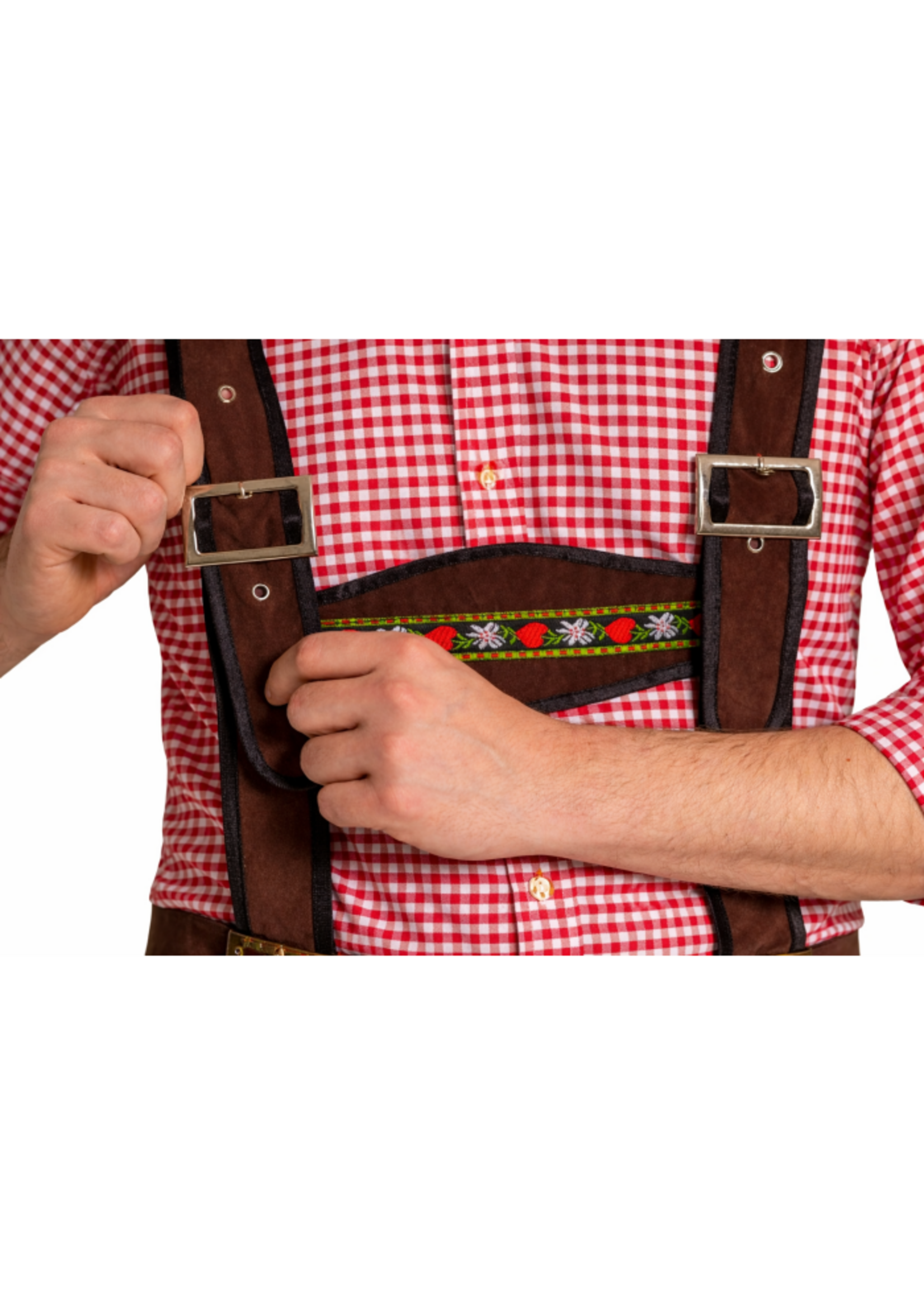 Feestkleding Breda Lederhosen Johann Bruin met Verstelbare Bretels