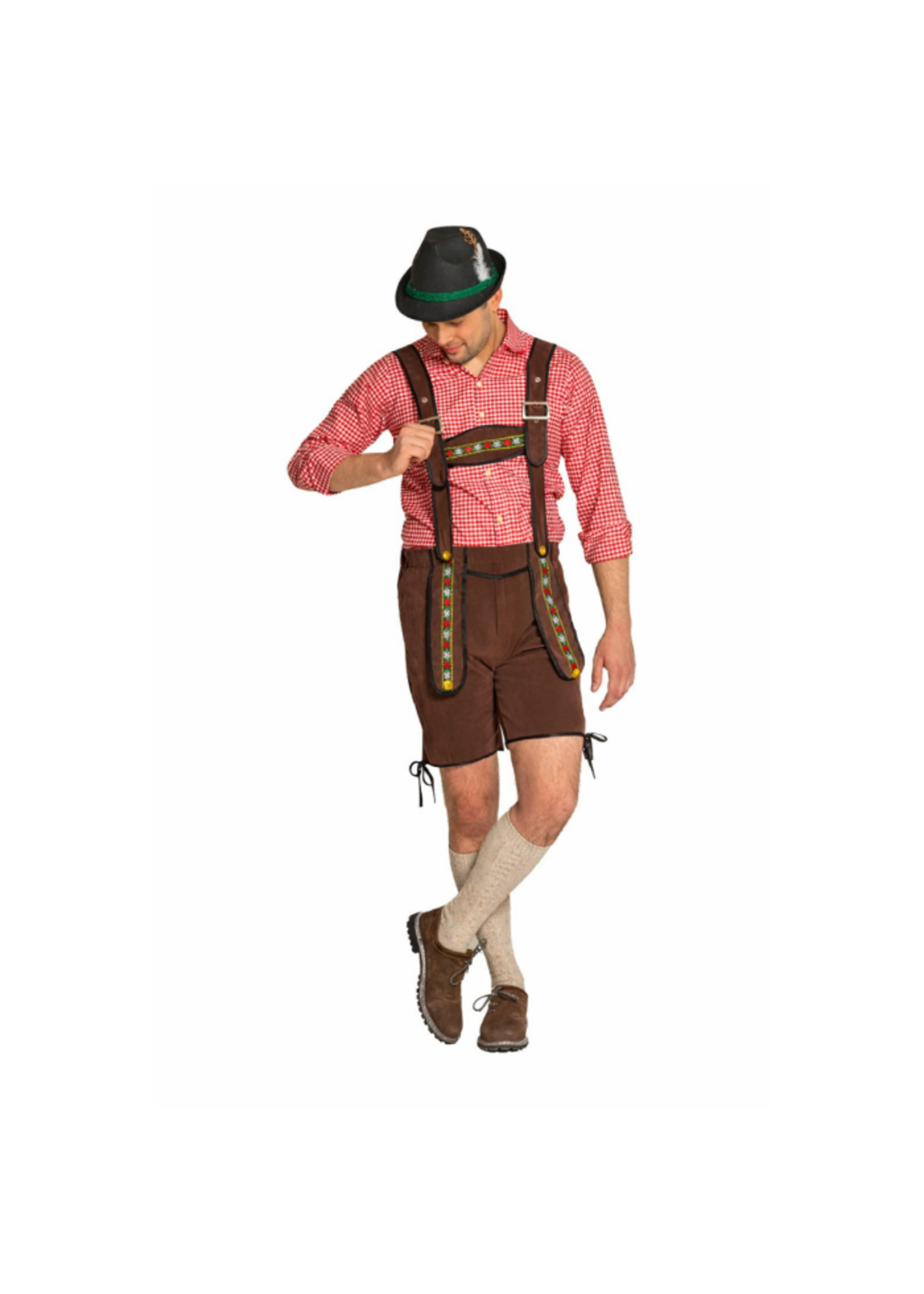 Feestkleding Breda Lederhosen Johann Bruin met Verstelbare Bretels