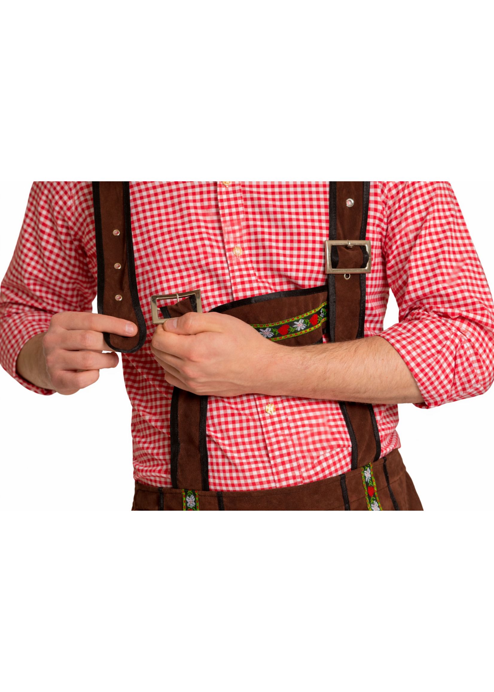 Feestkleding Breda Lederhosen Johann Bruin met Verstelbare Bretels
