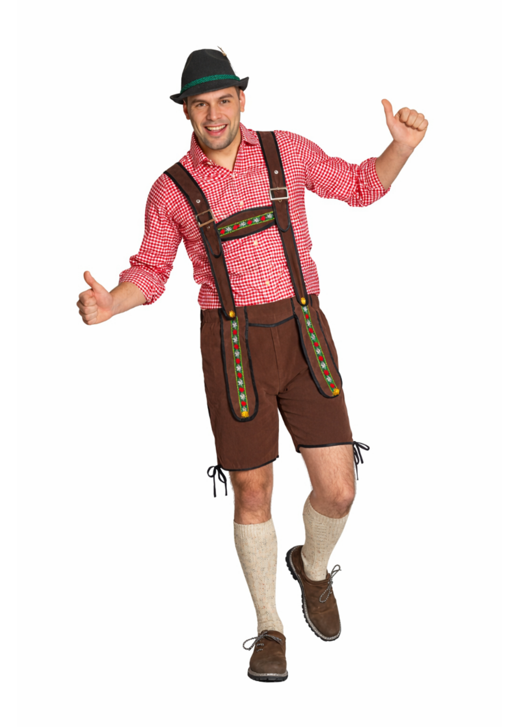 Feestkleding Breda Lederhosen Johann Bruin met Verstelbare Bretels