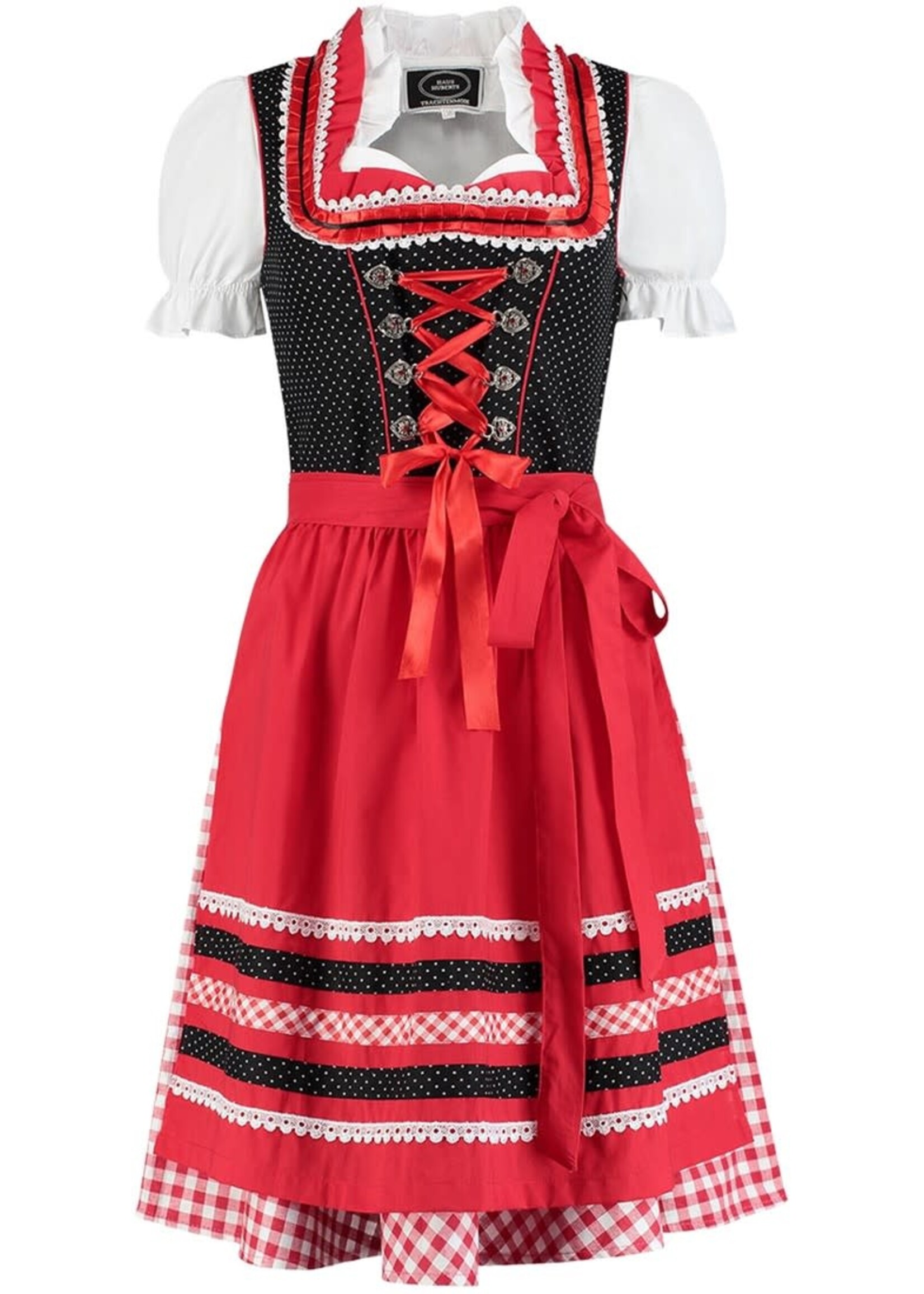Haus Huberts Dirndl Zwart/Rood met stippen