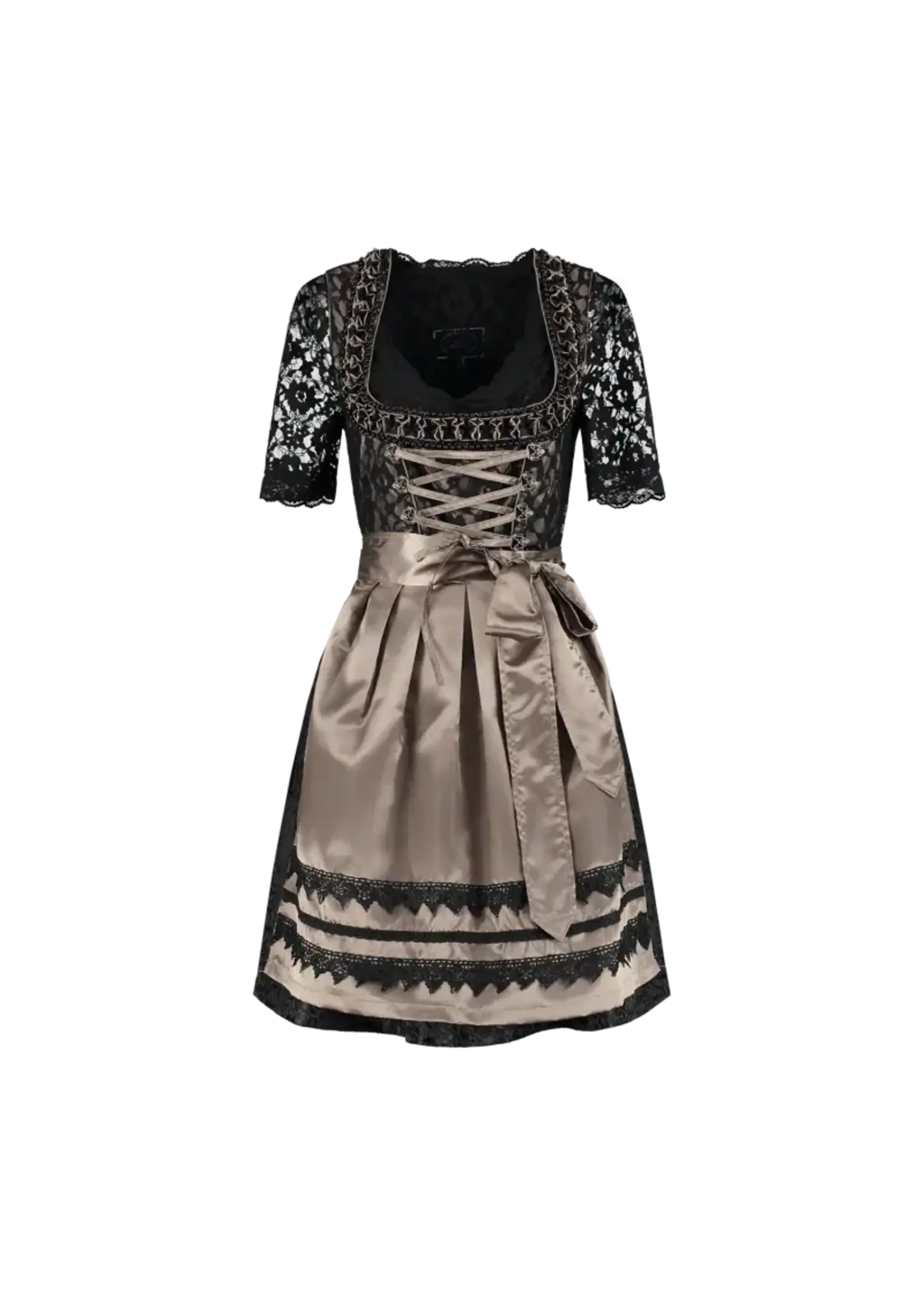 Haus Huberts Dirndl Zwart/Taupe 3-delig
