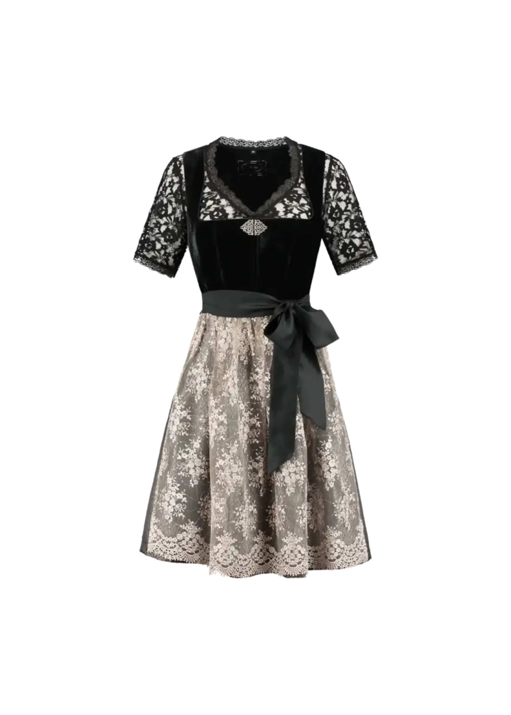 Haus Huberts Dirndl 2-delig velours/Jacquard zwart