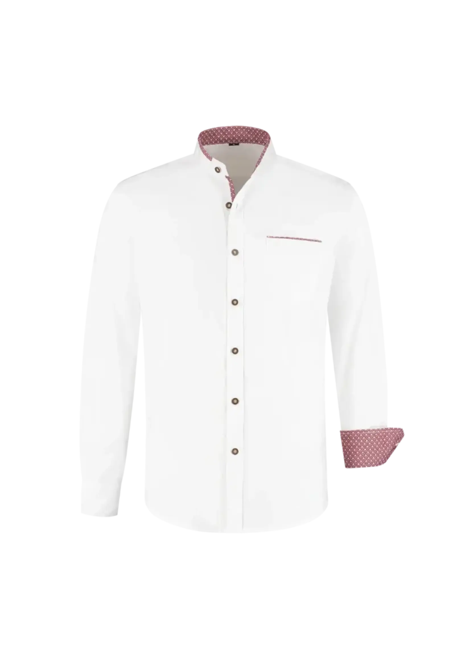 Haus Huberts Heren blouse wit met rode accenten