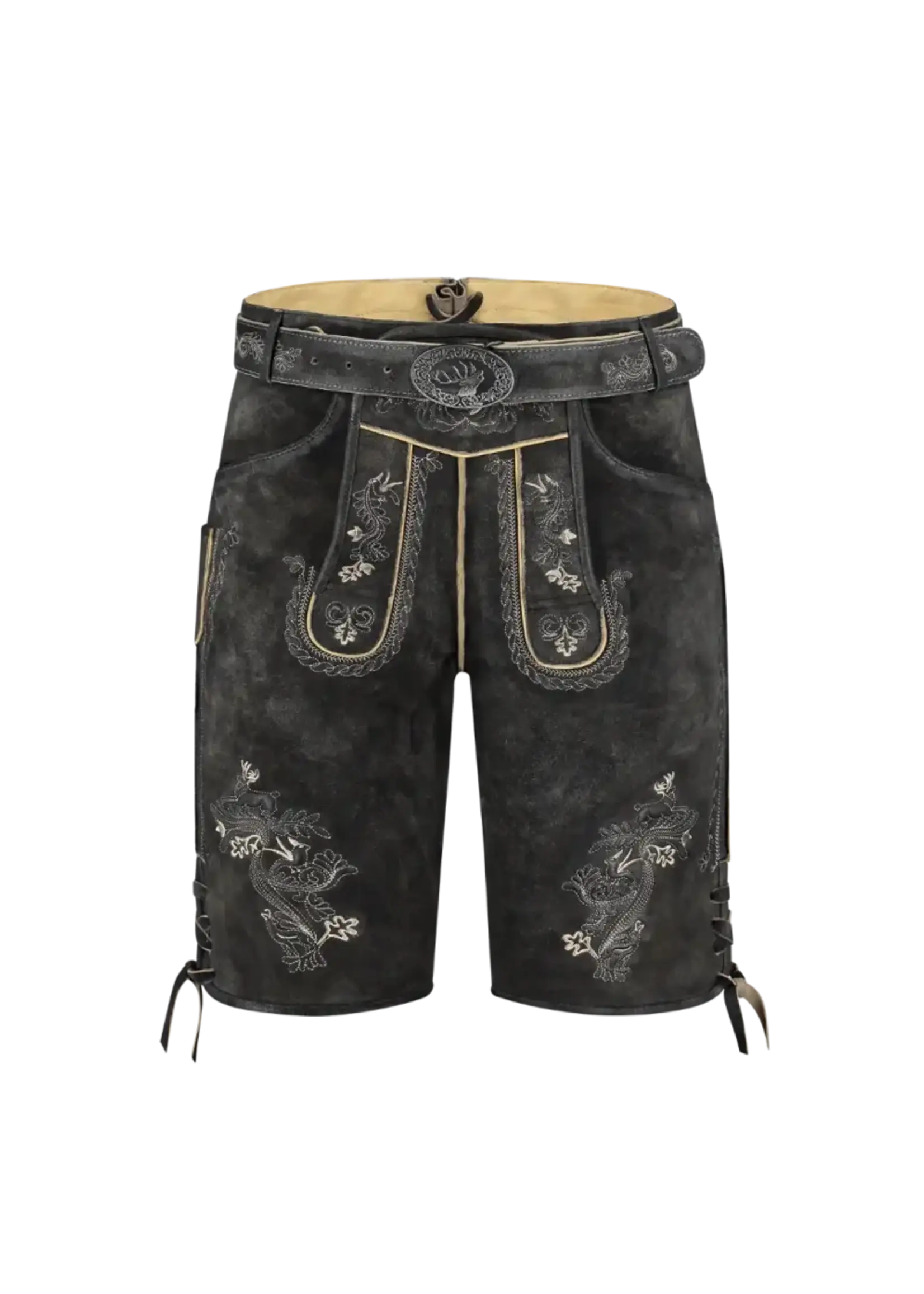 Haus Huberts Lederhosen kort antiek antracietgrijs