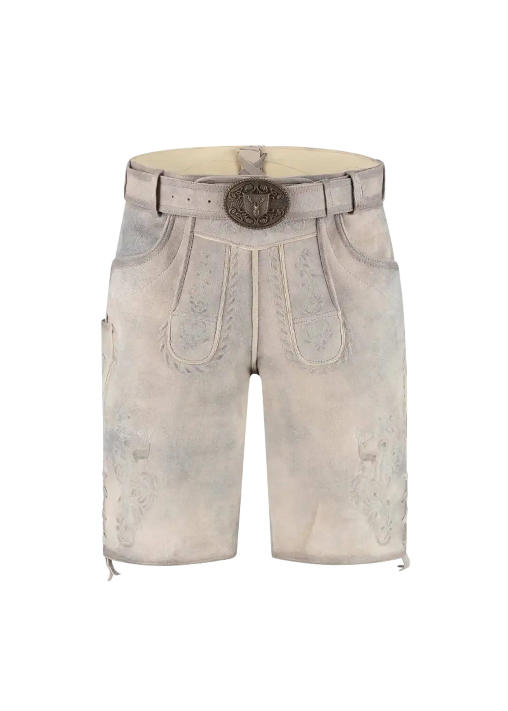 Haus Huberts Korte lederhose met riem lichtbeige geitenleer