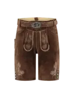 Haus Huberts Lederhose kort bruin met riem
