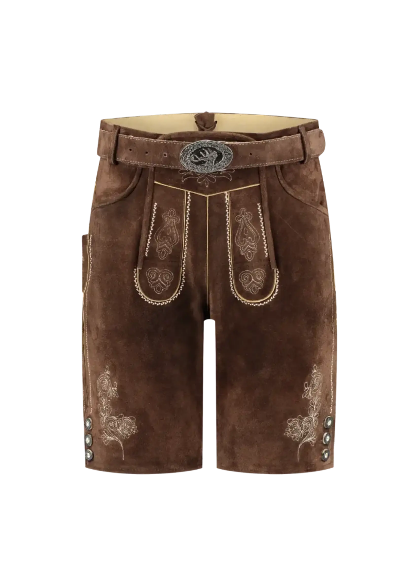 Haus Huberts Lederhose kort bruin met riem