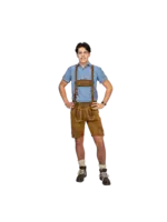 Haus Huberts Lederhosen kort middenbruin/olijfgroen antiek