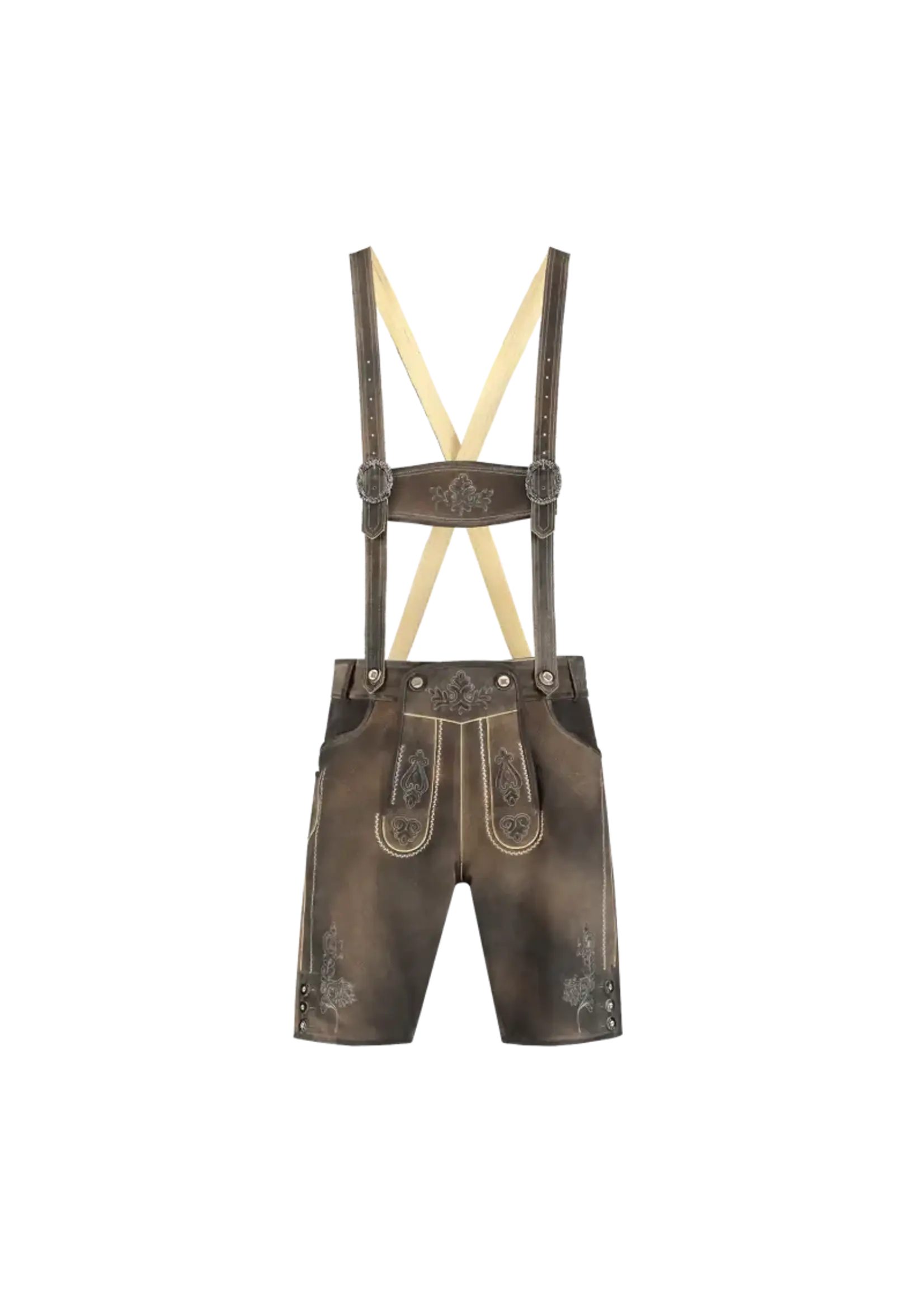 Haus Huberts Lederhosen kort zandbruin/grijs antiek