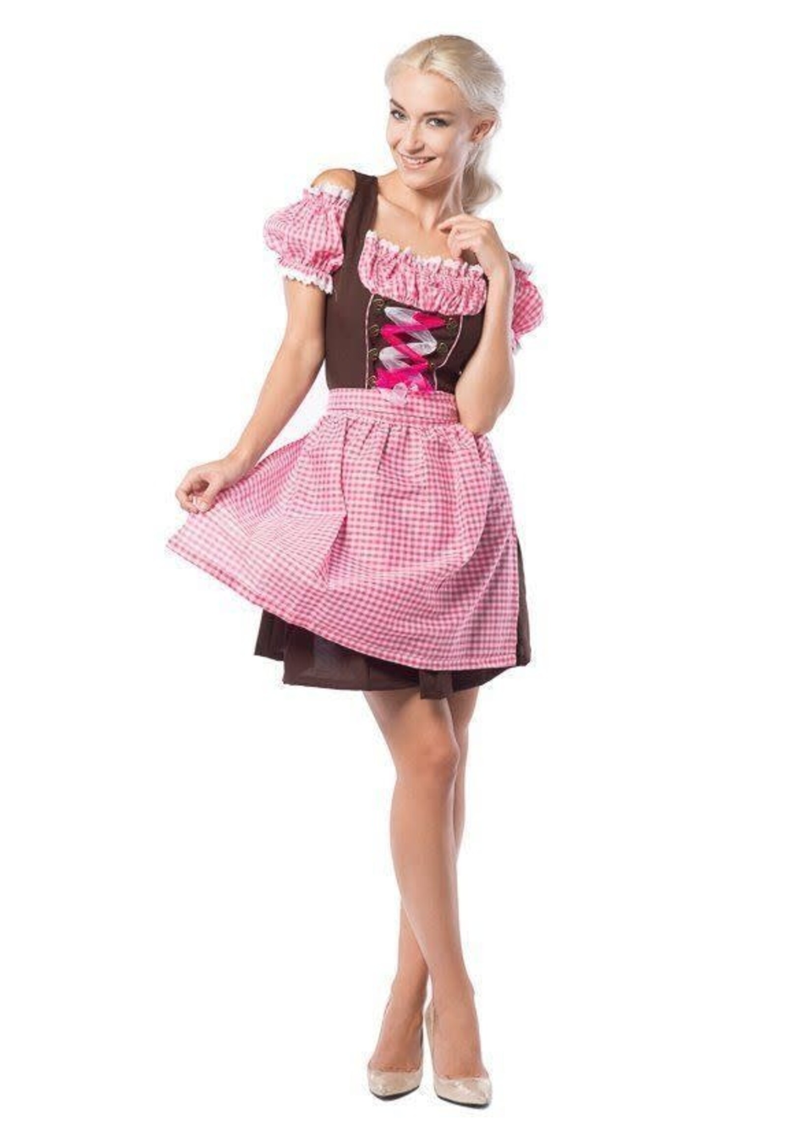 Feestkleding Breda Dirndl Anne-Ruth roze/bruin kort