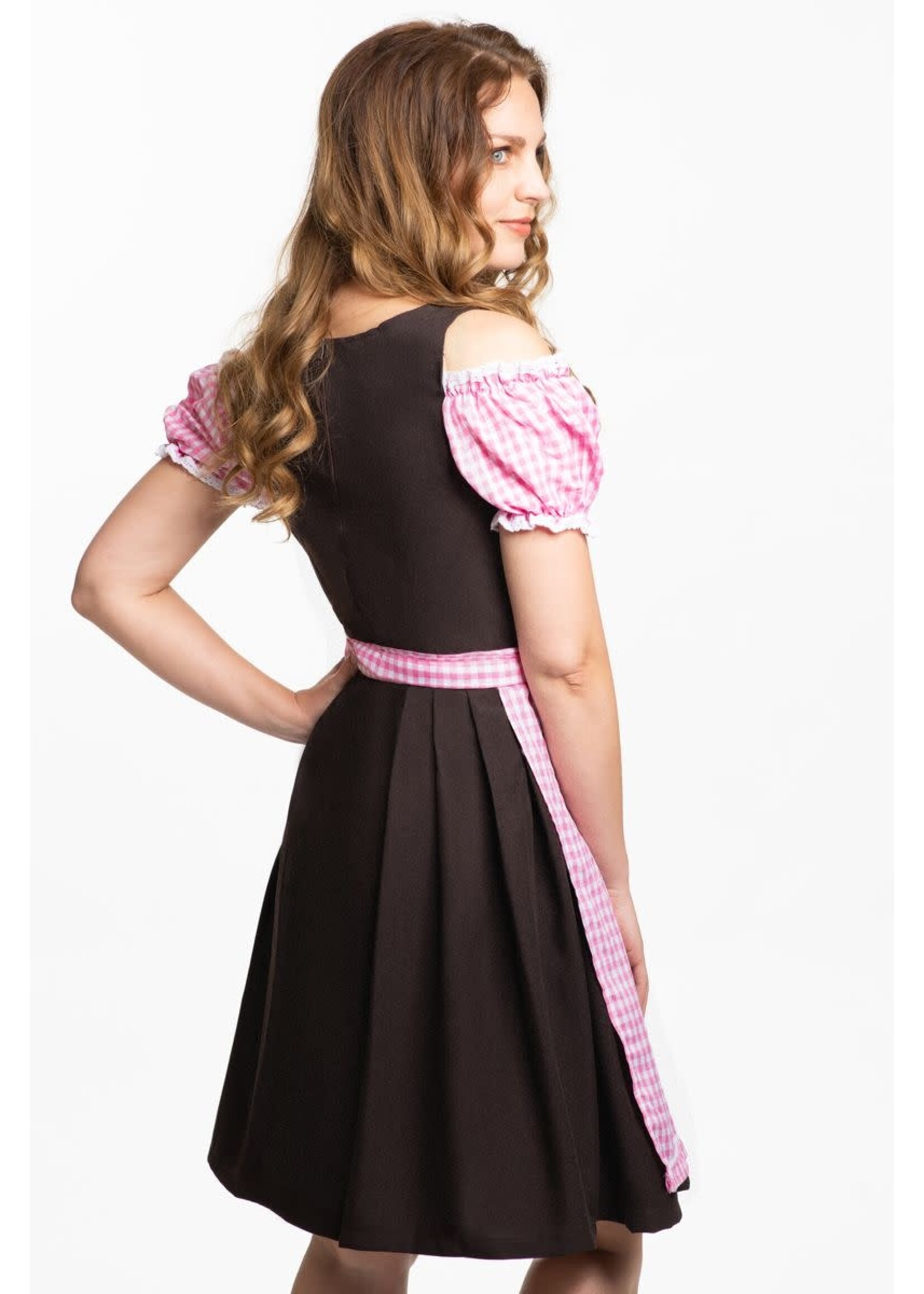 Feestkleding Breda Dirndl Anne-Ruth roze/bruin kort