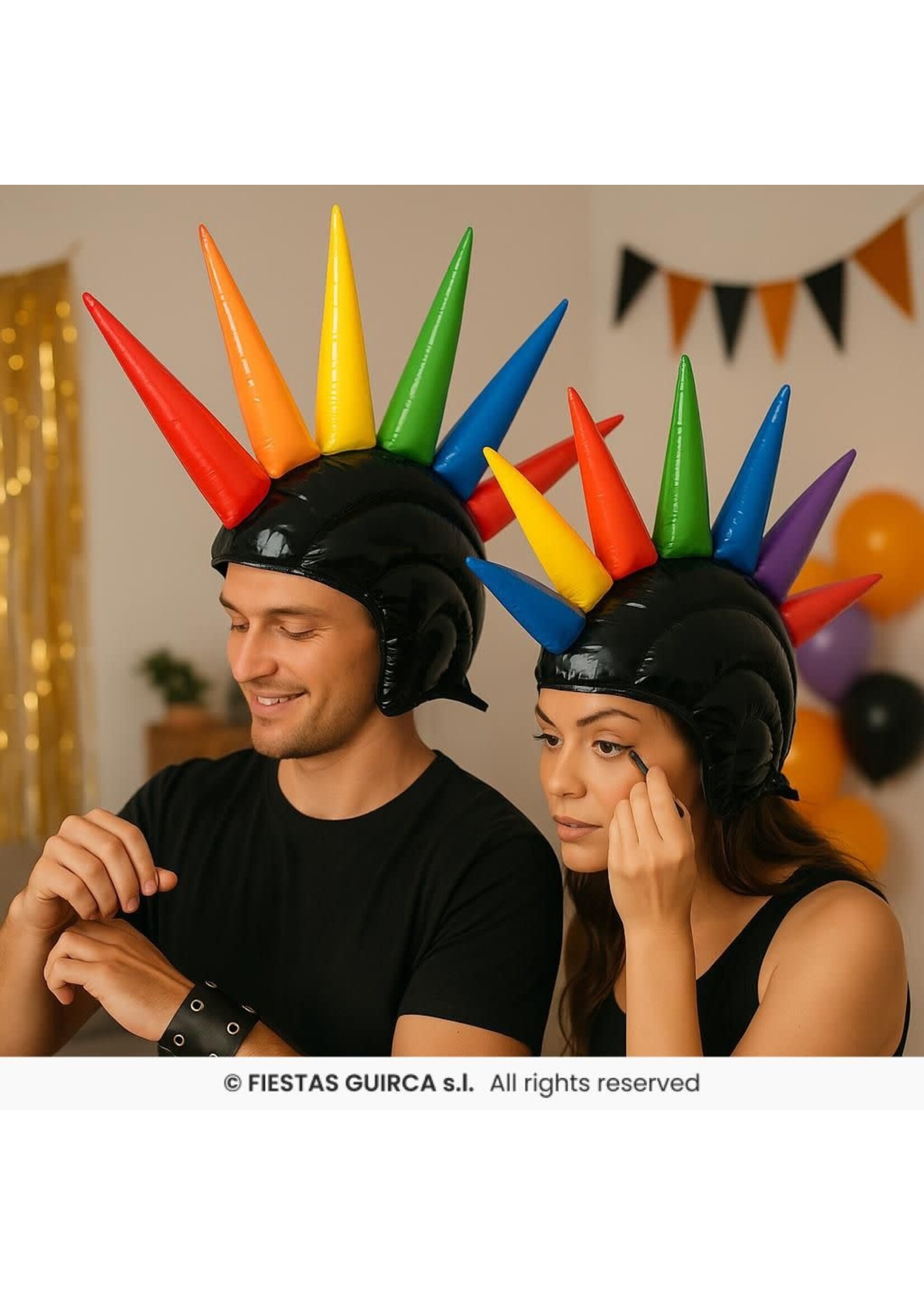 Fiestas Guirca Opblaasbare meerkleurige hanenkam